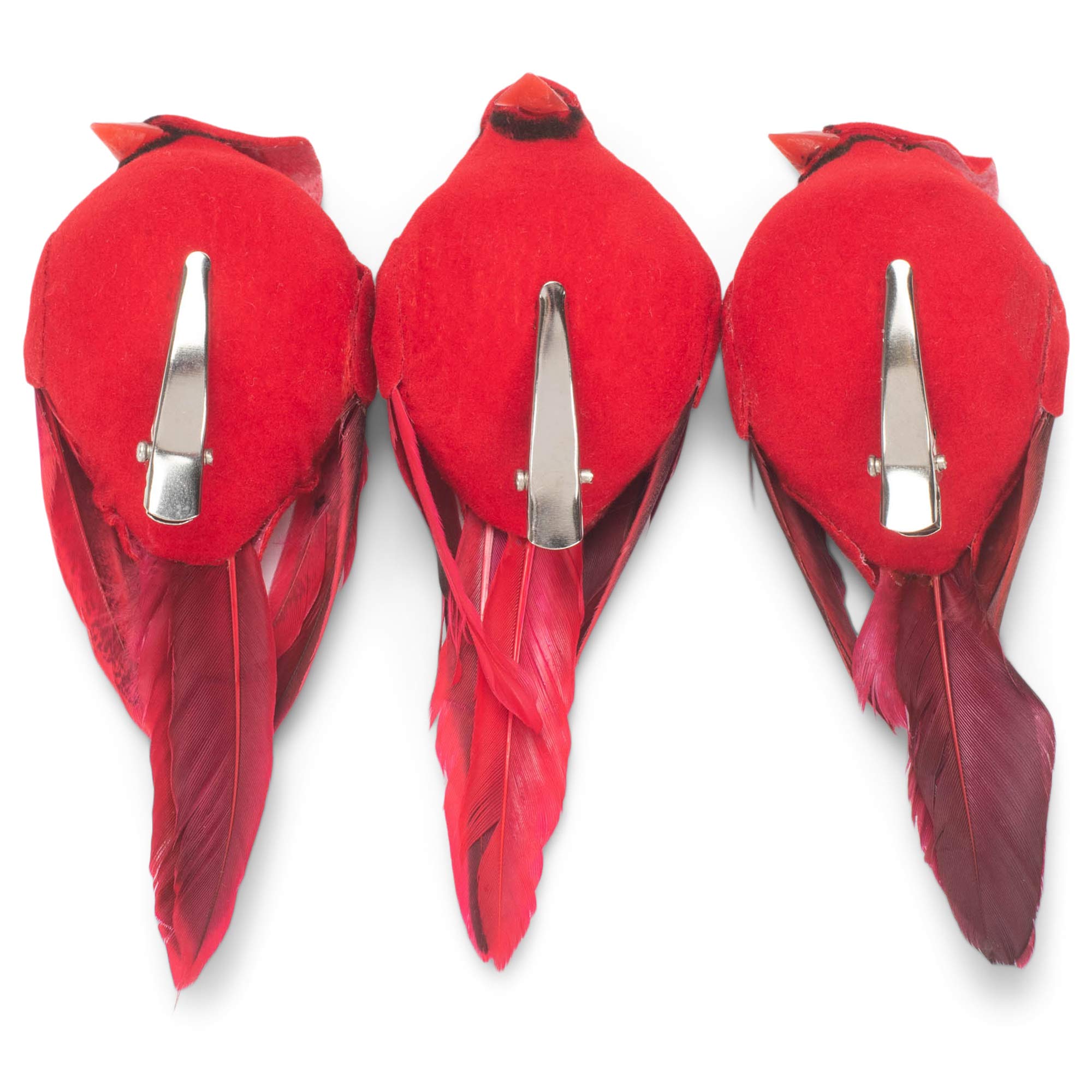 RAZ Imports Set of 3 Cardinal Clip on Christmas Tree Ornament 4 Inch Long Red Bird Decoration