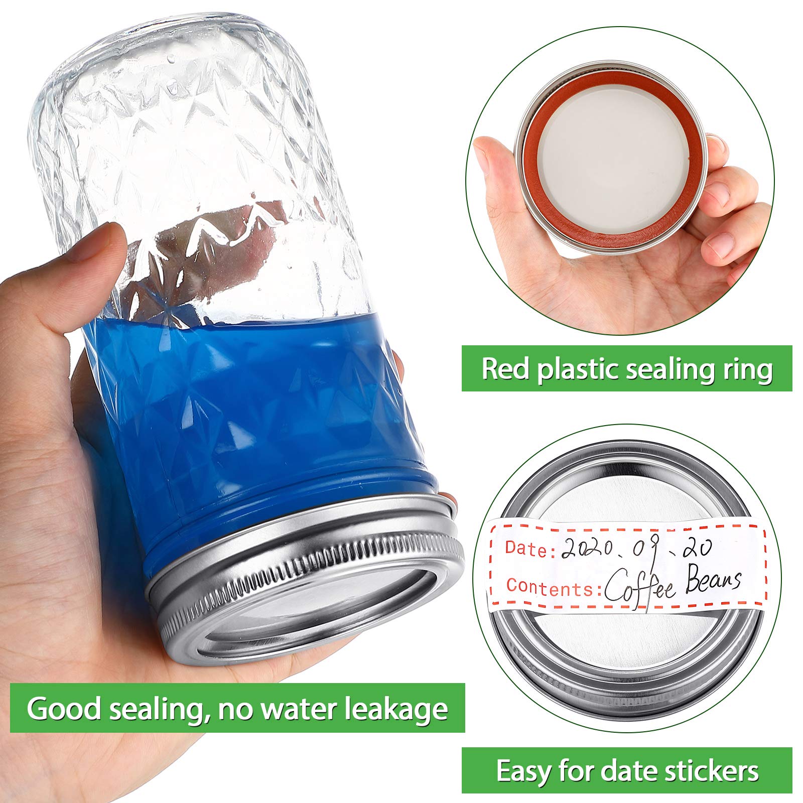 100 Pieces Canning Jar Lid And Ring Regular Mouth Jar Ring Bands Set Split Type Lids With Silicone Seals Rings Leak Proof And Se