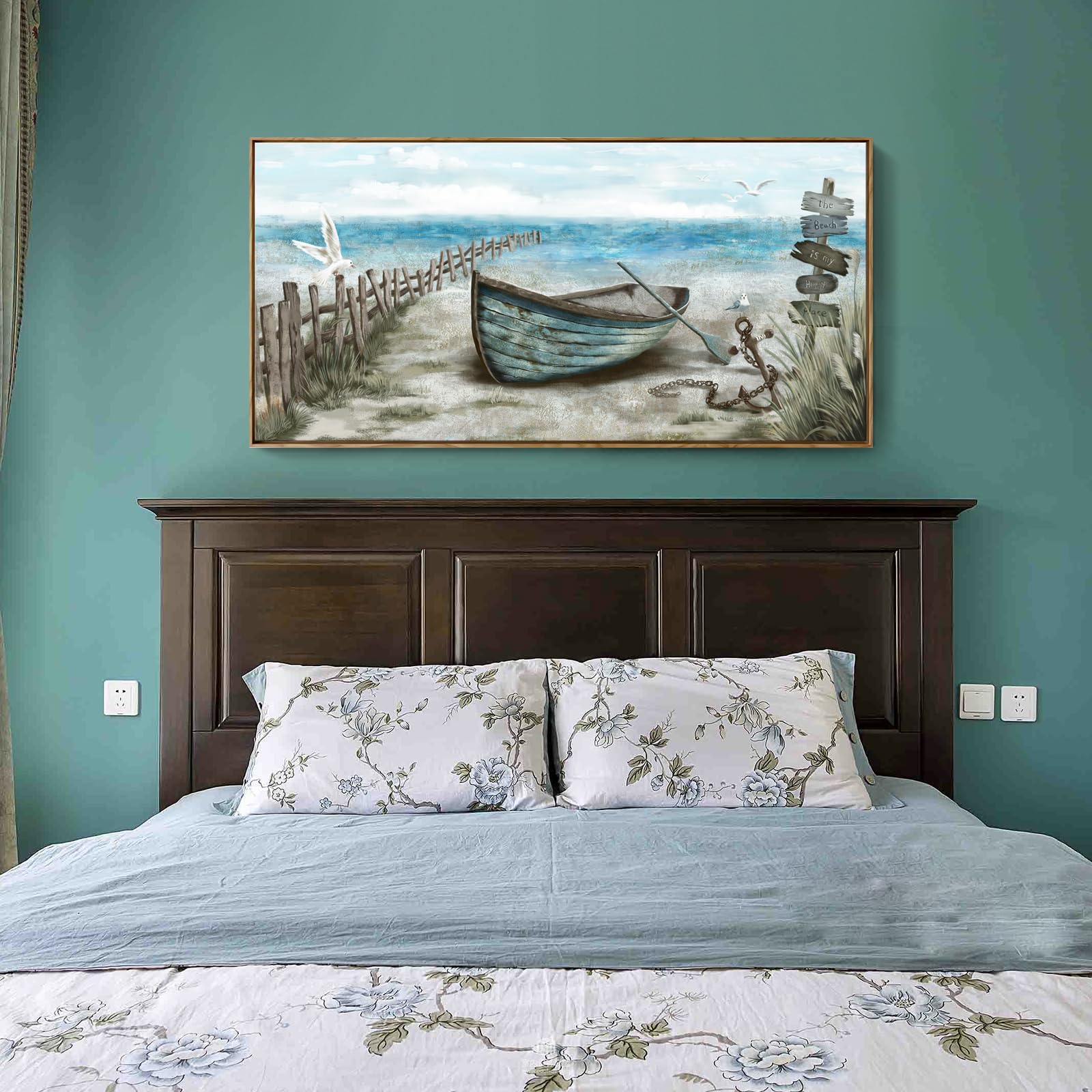 Large Framed Wall Art For Living Room Coastal Canvas Picture Seagull Vintage Boat Artwork Ocean Sea Bird Canvas Print Nautical R