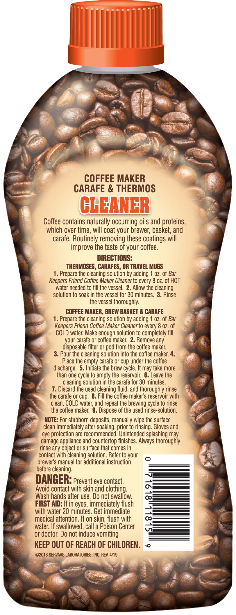 Bar Keepers Friend Coffee Maker Cleaner (12 Oz) - Removes Oily Residue, Tannins And Stains - For Single-Cup And Automatic Drip C