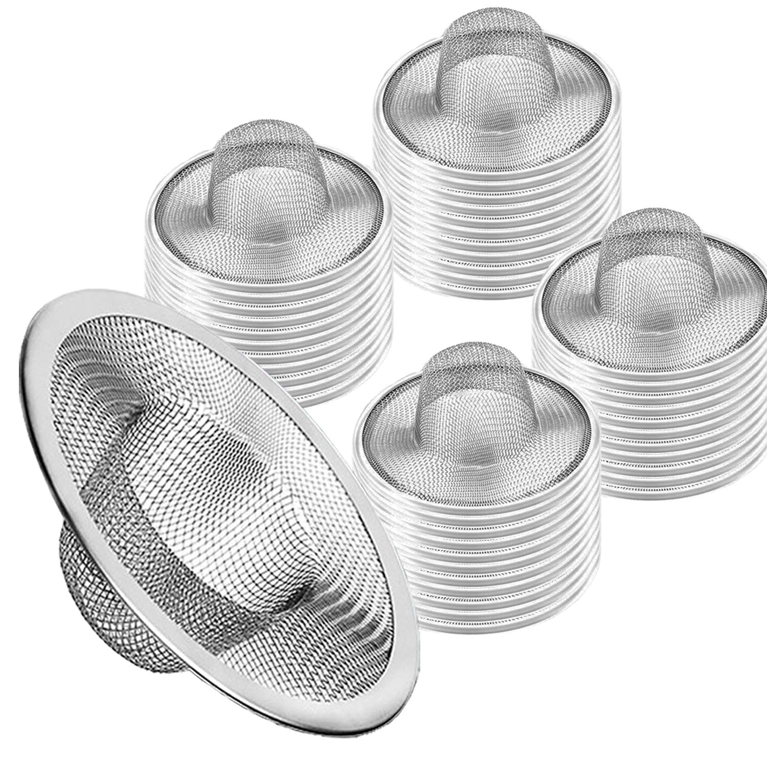 50Pcs Heavy Duty Stainless Steel Slop Basket Filter Trap, 2.75 '' Top / 1 '' Mesh Metal Sink Strainer,Perfect For Kitchen Sink/B