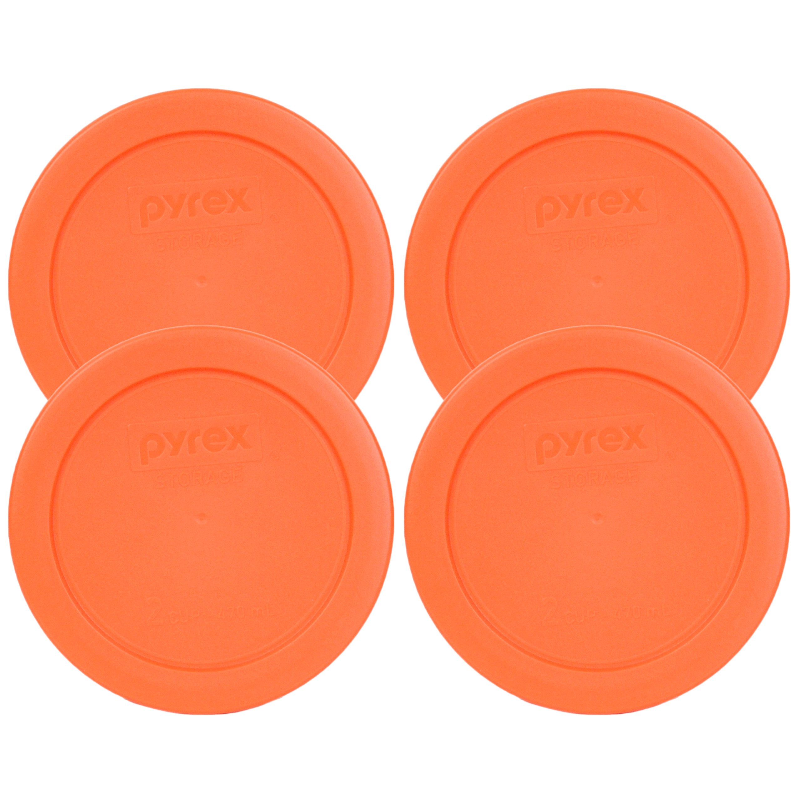 Pyrex 2 Cup Round Storage Cover #7200-Pc For Glass Bowls (4, Orange)