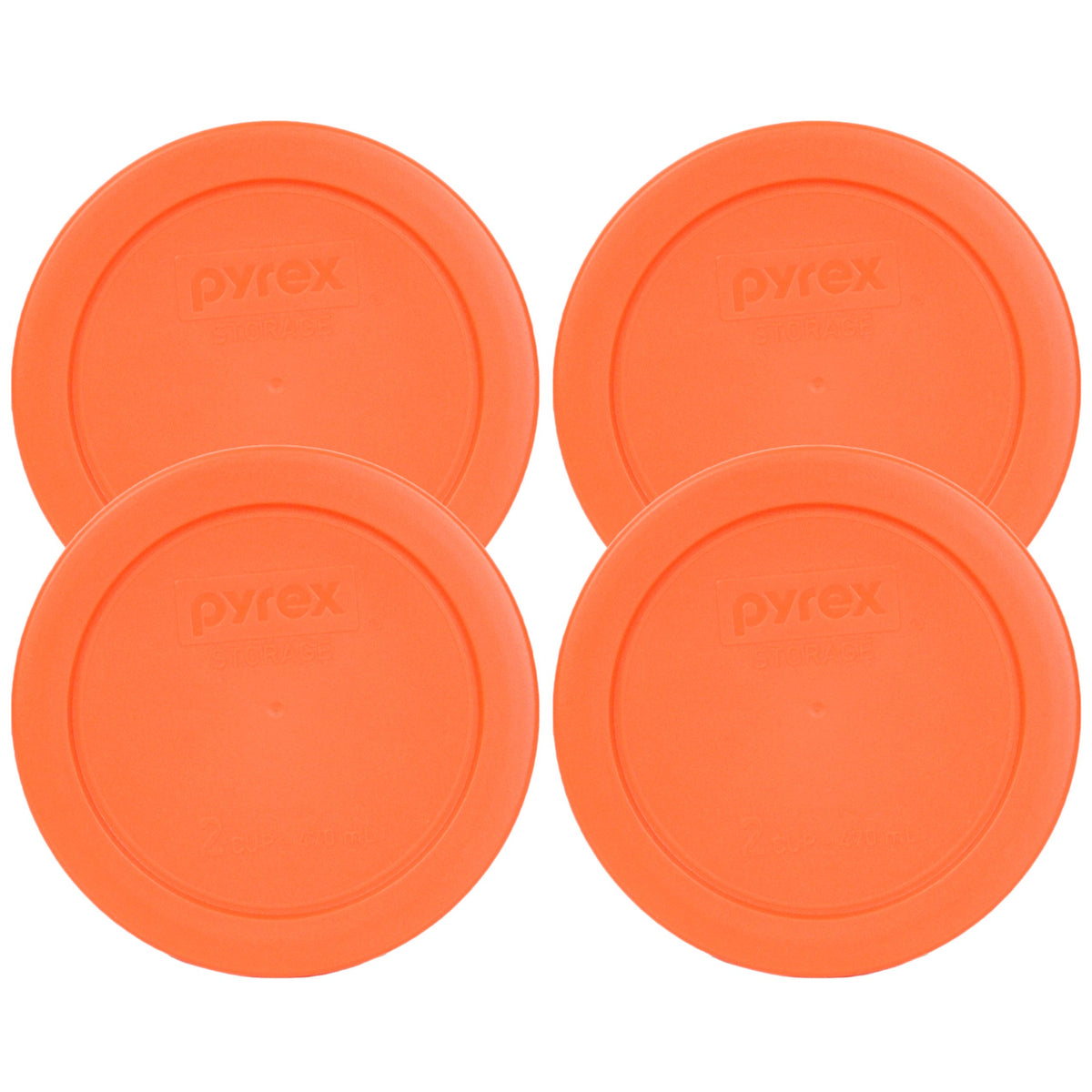 Pyrex 2 Cup Round Storage Cover #7200-Pc For Glass Bowls (4, Orange)