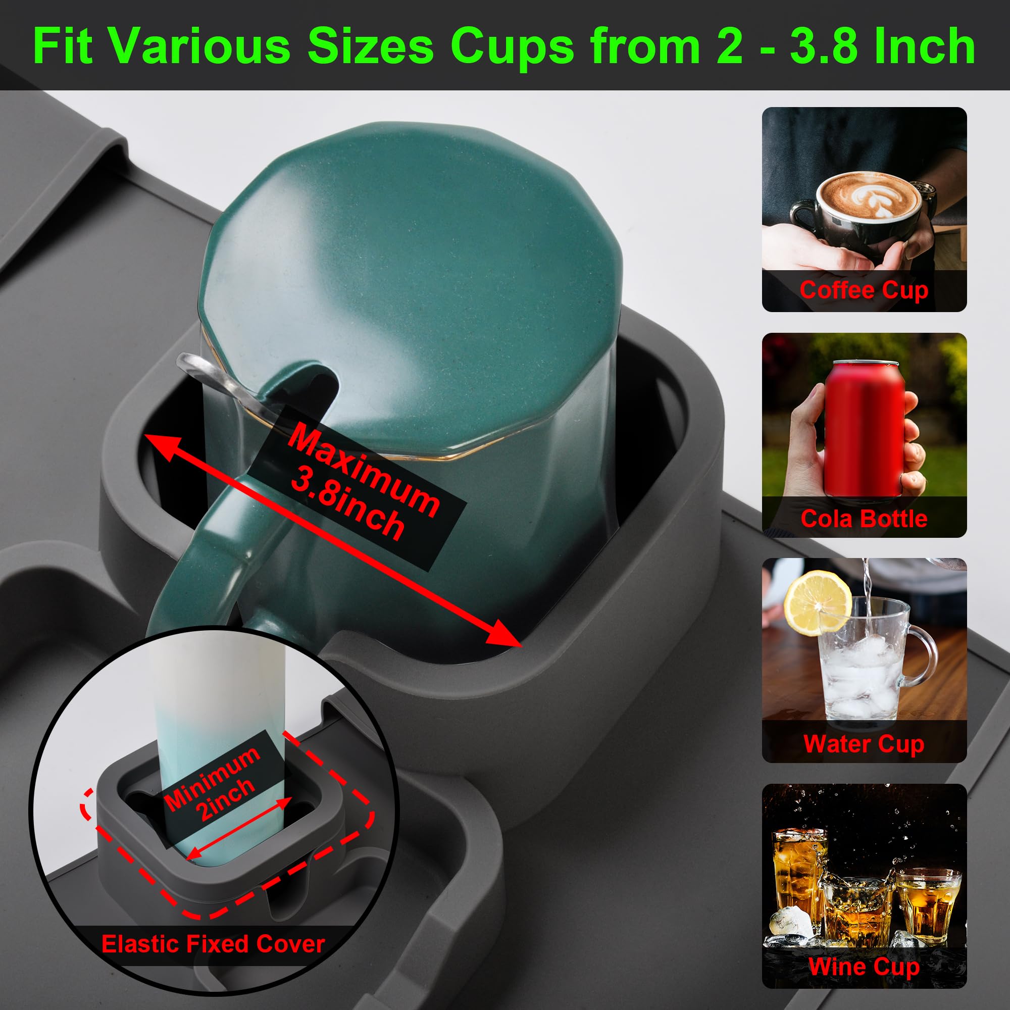 Kindga Couch Cup Holder Tray,Silicone Couch Arm Cup Holder,Couch Arm Organizer For Sofa Drinks/Phone/Remote/Snacks,Couch Armrest