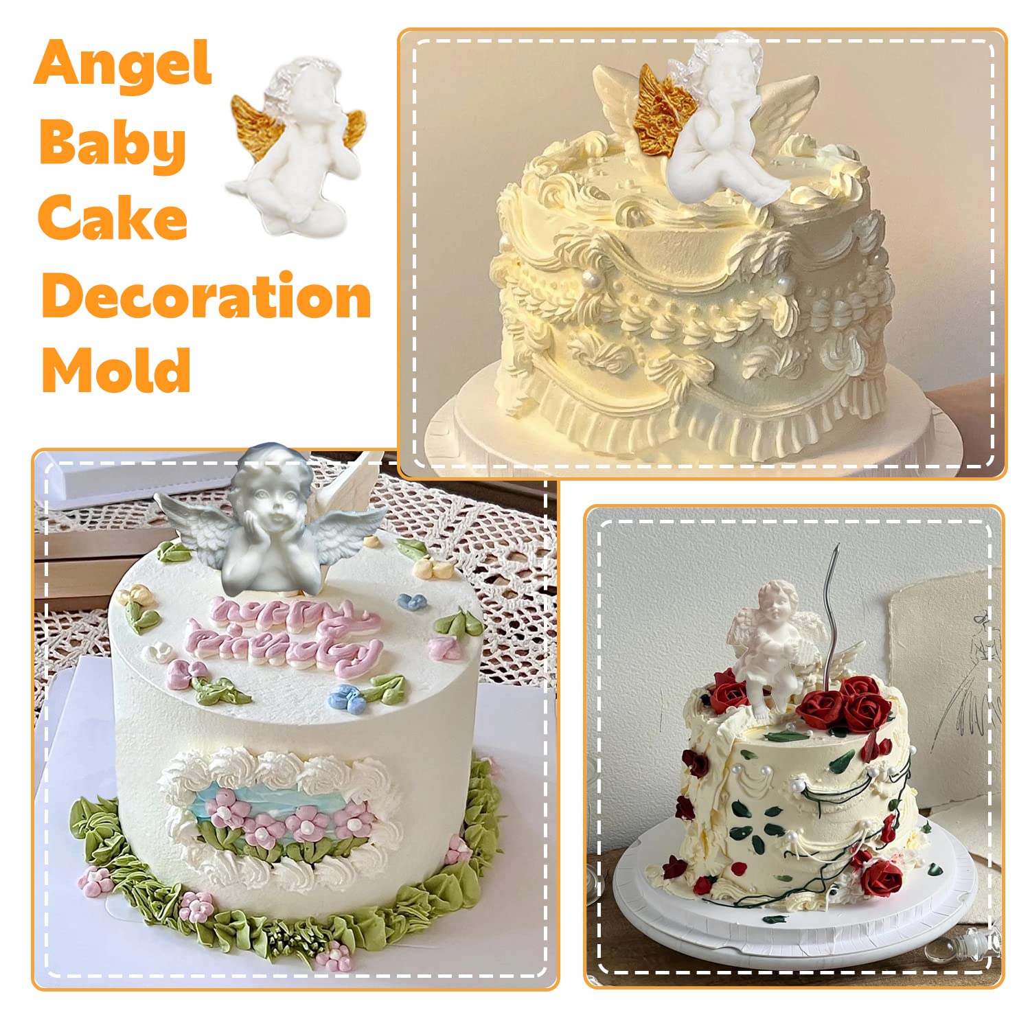 Mypracs Angel Baby Silicone Mold Cupid Fondant Molds For Baby Shower Cake Decorating Cupcake Topper Candy Chocolate Gum Paste Po
