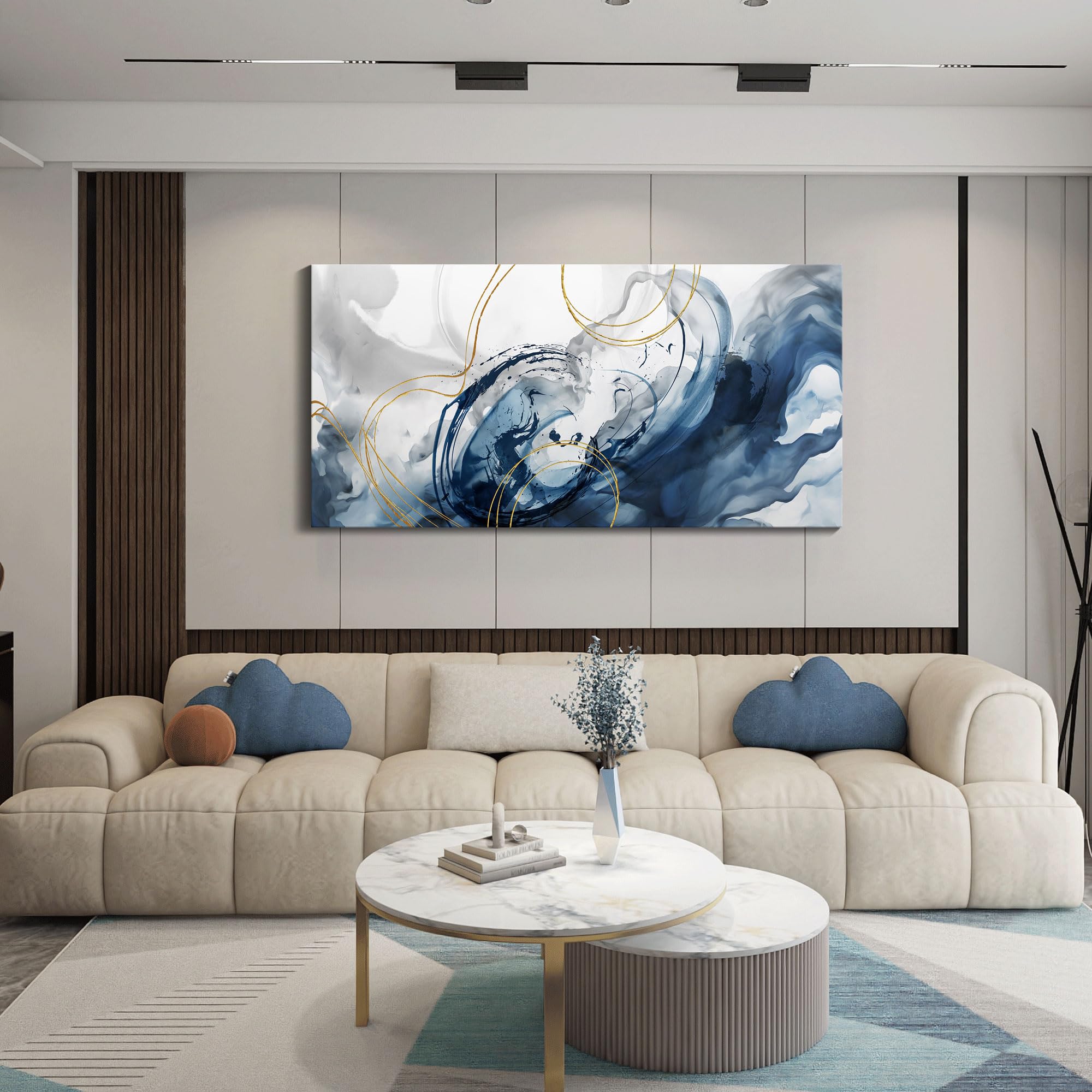 Mofutinpo Large Canvas Art Wall Decor Abstract Wall Art Blue Modern Home Decor Office Wall Decor Home Decorations For Living Roo