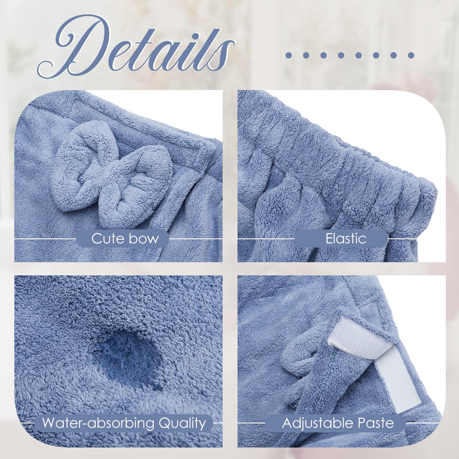 Xtinmee 2 Sets Plus Size Womens Wrap Towel With Hair Towel Bath Towel Wrap Shower Dress Towel Spa Wraps For Women'S Bathrobe (Bl