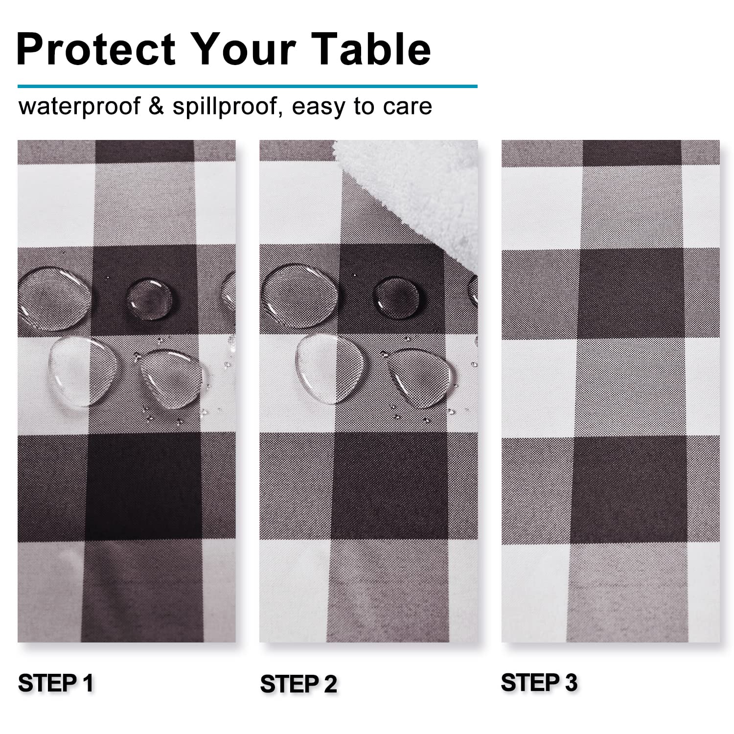 Hiasan Checkered Tablecloth Rectangle - Stain Resistant, Waterproof Polyester Picnic Table Cloth Gingham, 60 X 140 Inch, Coffee