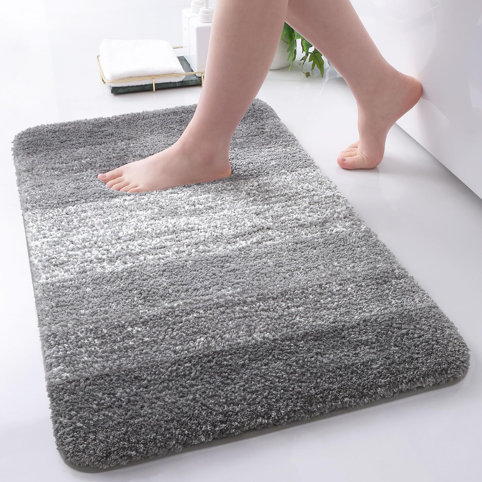 Arotive Microfiber Bathroom Rugs, Shaggy Soft And Absorbent, Non-Slip, Thick Plush, Machine Washable Dry Bath Mats, Tub And Show
