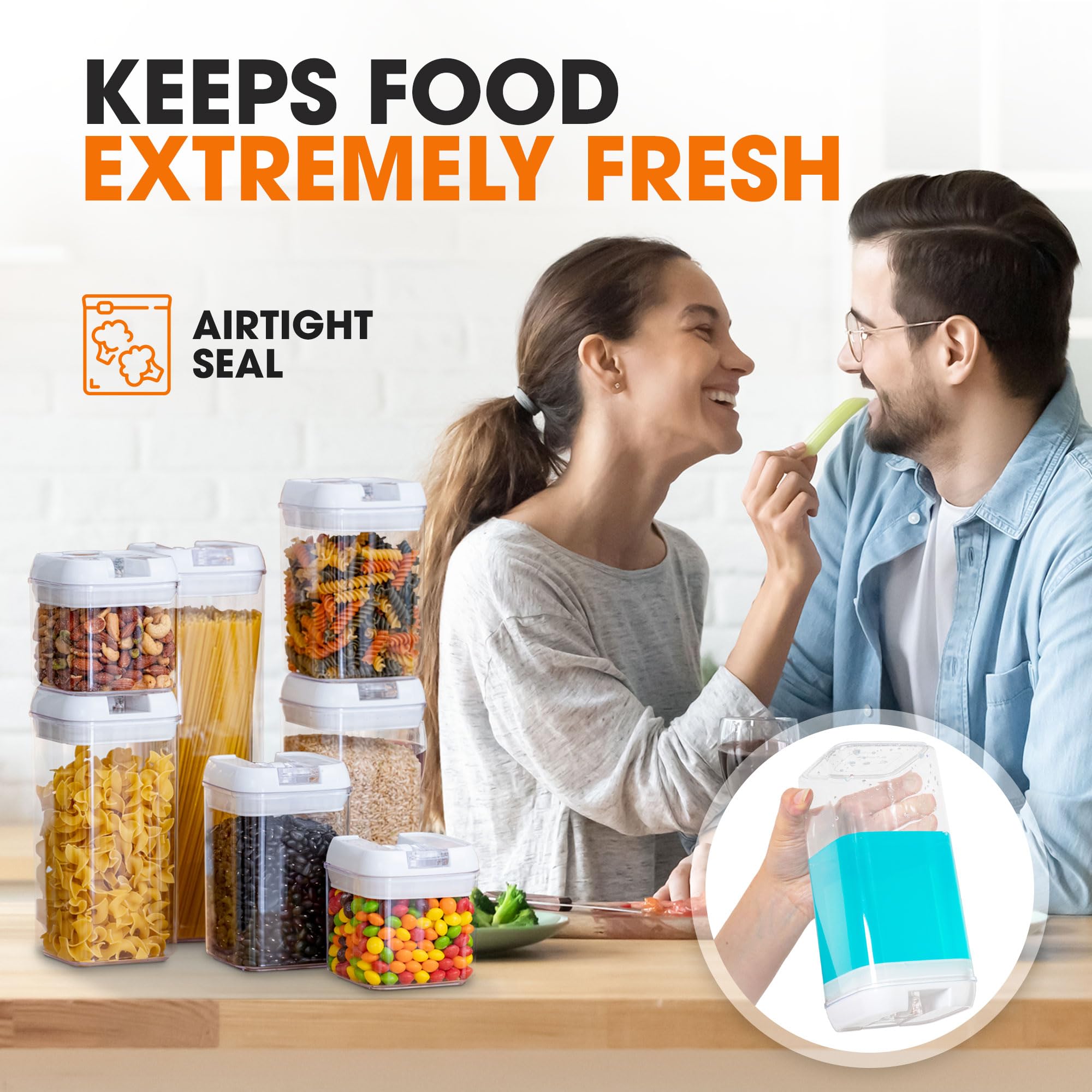 Cheer Collection Stackable Airtight Food Storage Containers - Bpa Free Plastic Food Organizer For Pantry With Dry Erase Marker A
