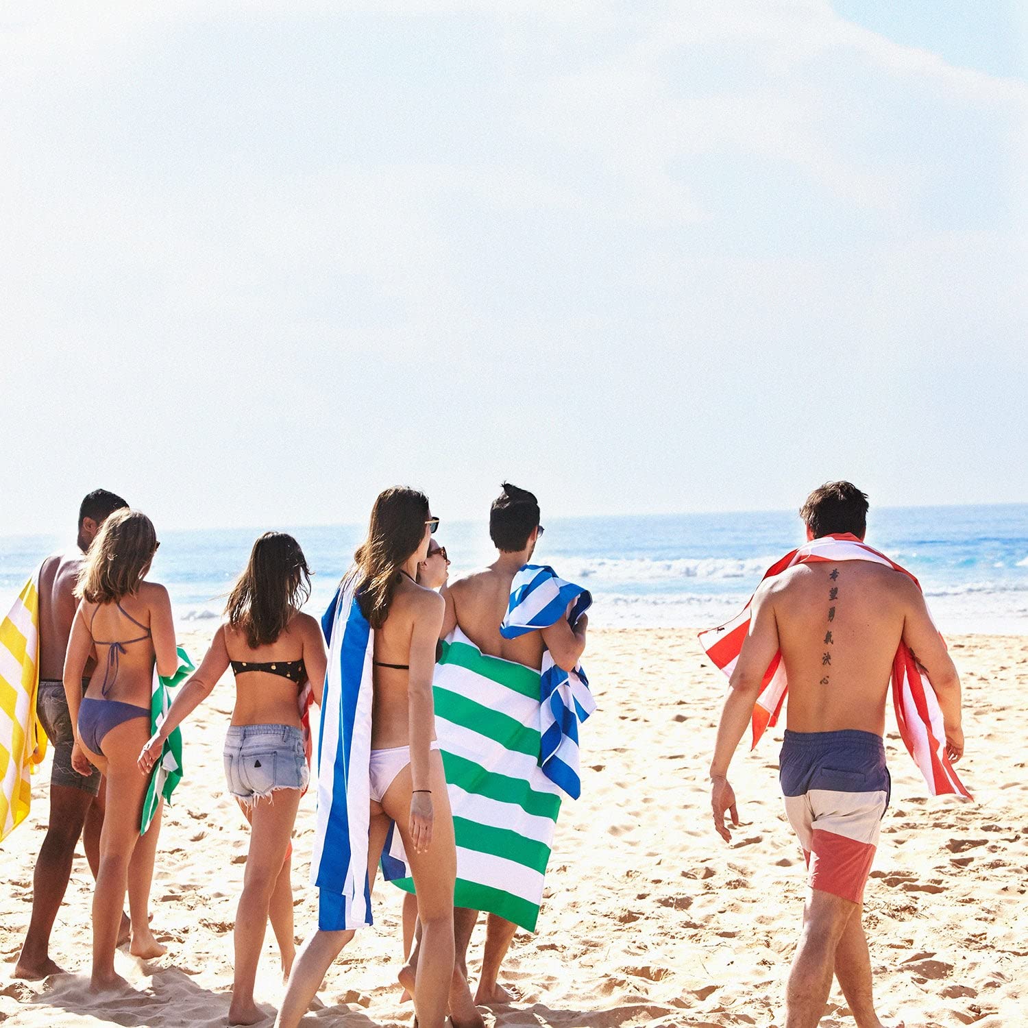 Dock & Bay Beach Towel - Quick Dry, Sand Free - Compact, Lightweight - 100% Recycled - Includes Bag - Cabana - Set A (4), Large