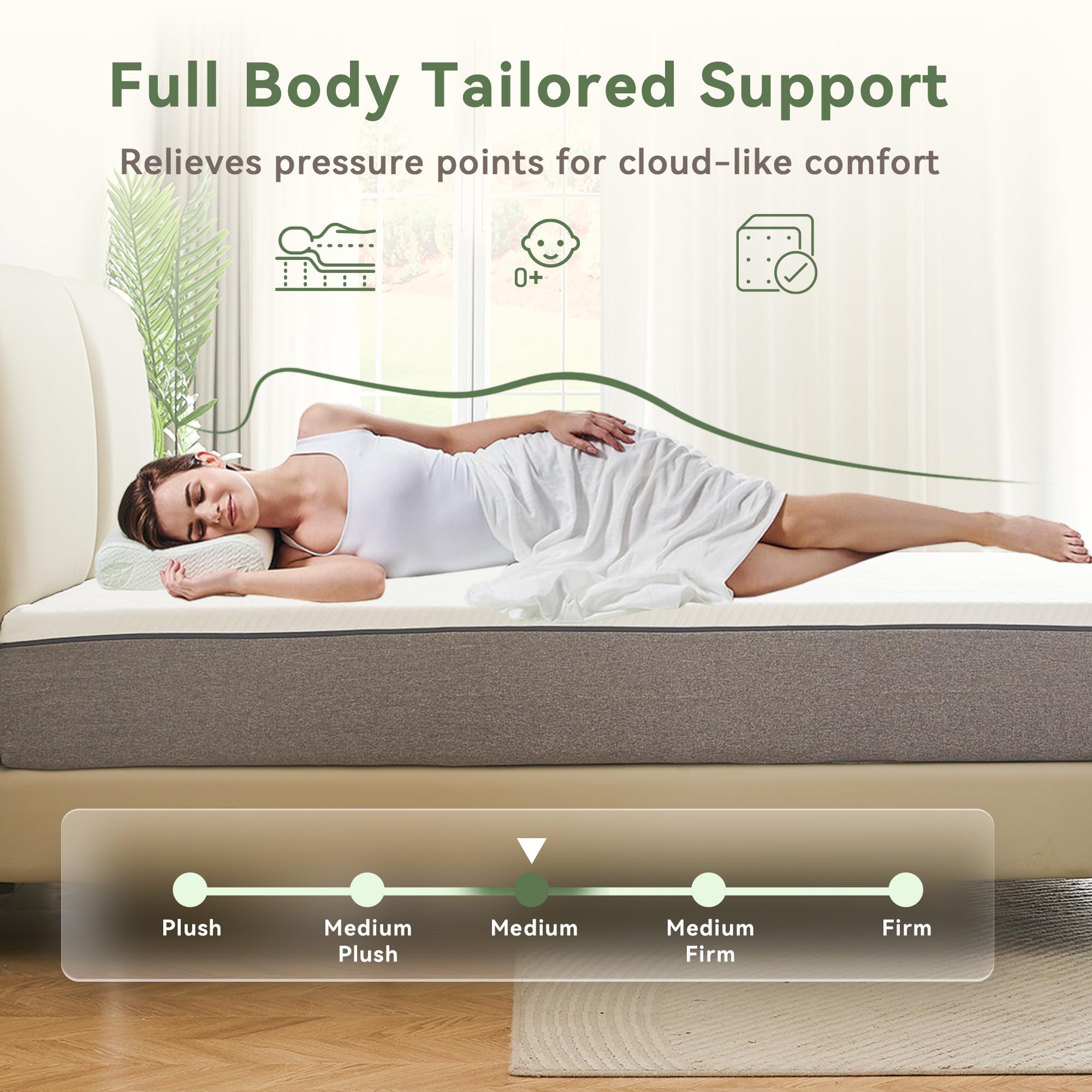 PicWooki Queen Mattress, 6 Inch Memory Foam Mattress Queen Size Mattresses in a Box with Washable Removable Cover, Soft and Comf