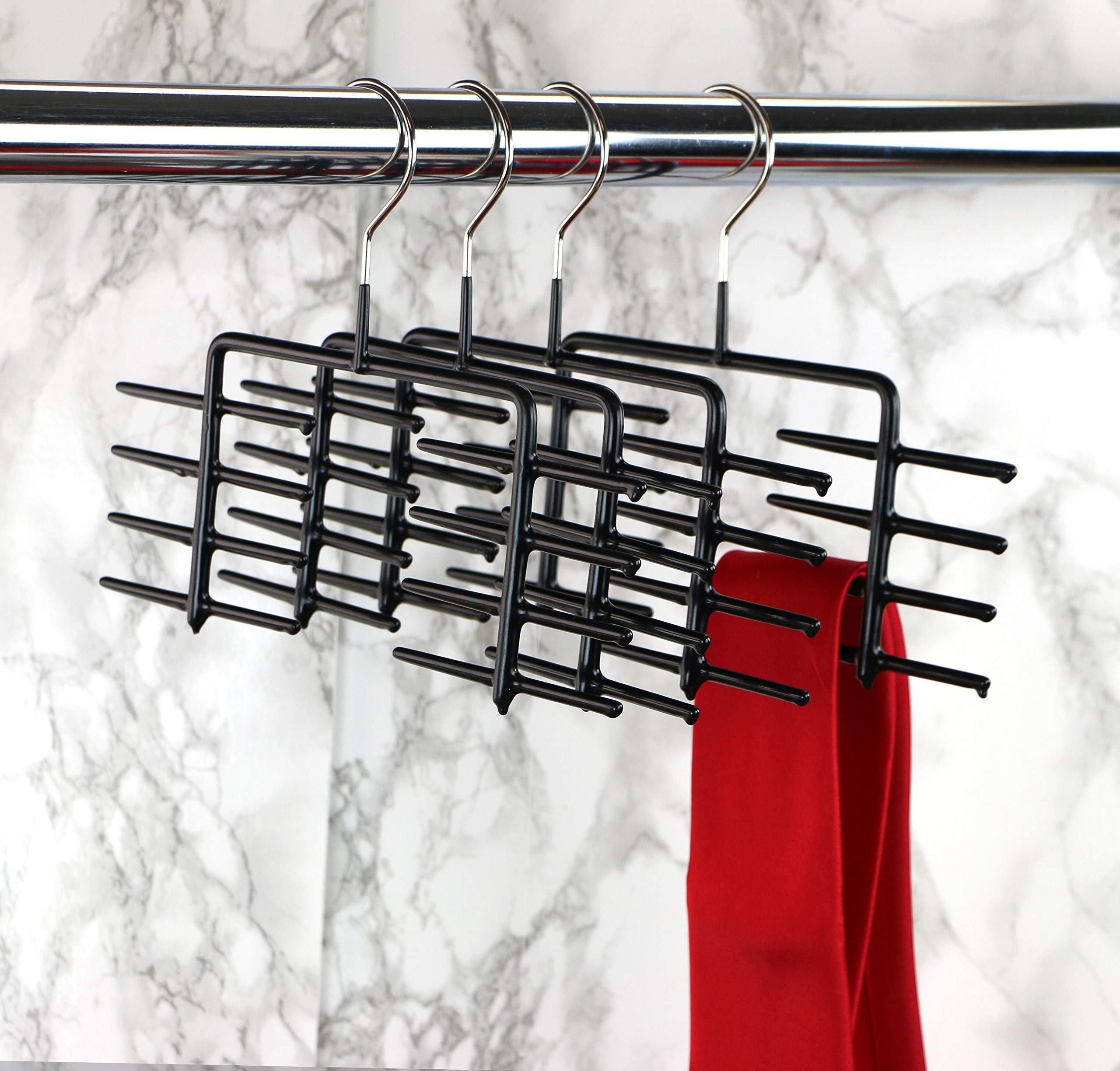 Mawa by Reston Lloyd Non-Slip Space Saving Butler Tie Hanger  Style KR  Set of 2  Black