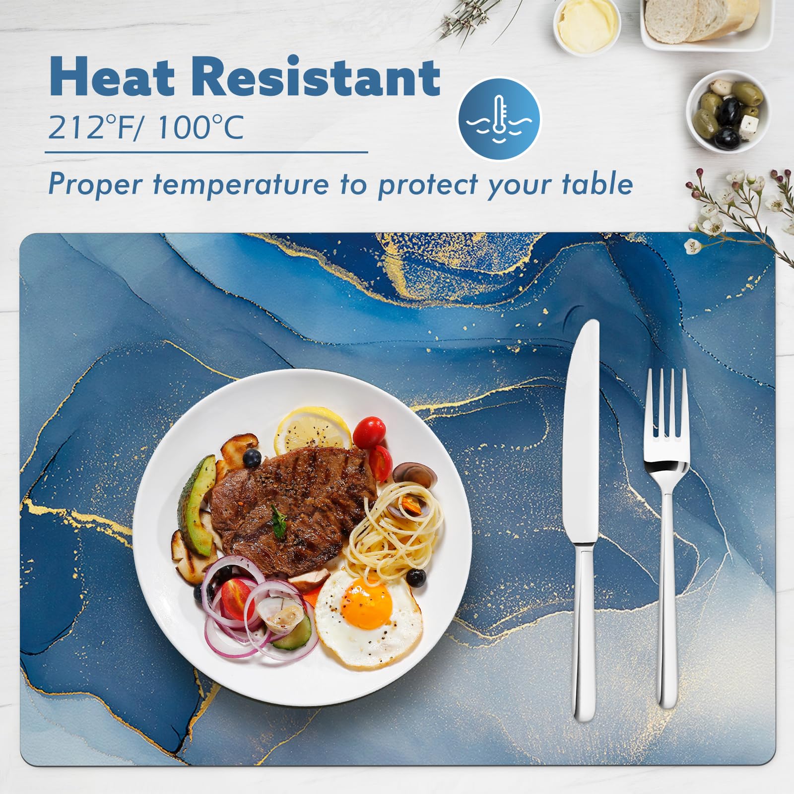 Mable Placemats Set Of 4 - Faux Leather Place Mats For Kitchen Table Indoor Outdoor Washable Non-Slip Heat Resistant Placemat Wi
