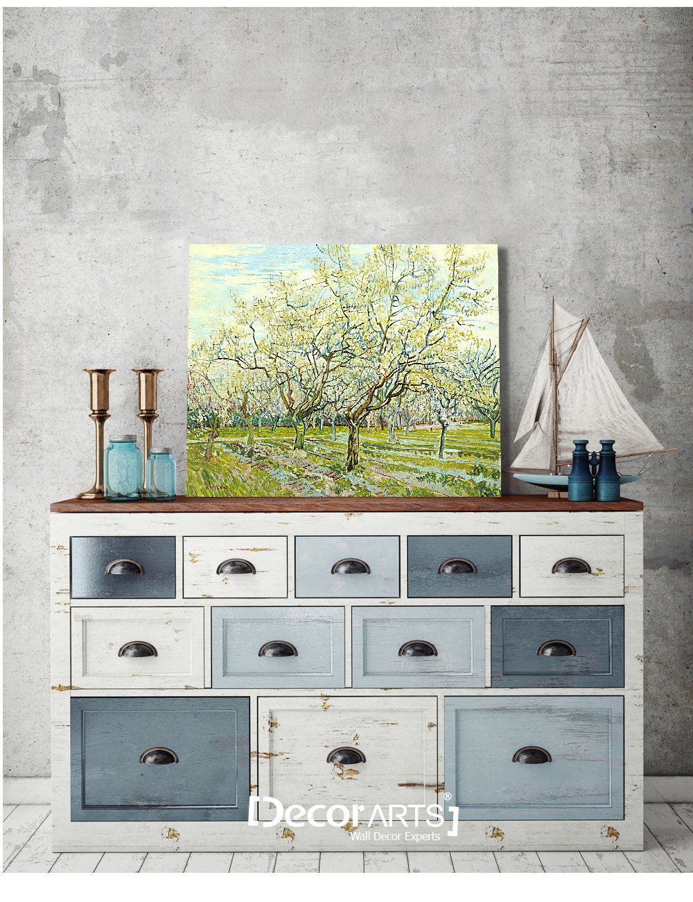 Decorarts - The White Orchard, Vincent Van Gogh Art Reproduction. Giclee Canvas Prints Wall Art For Home Decor 20X16, Depth 1.5