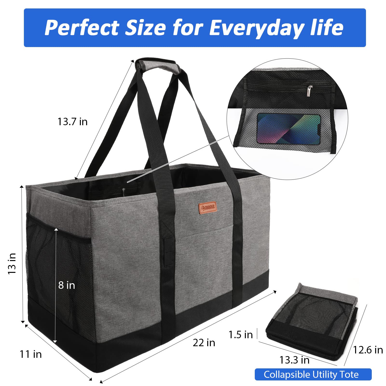 Reusable Grocery Bags Extra Large Tote Bag With Carrying Handles And Reinforced Bottom Heavy-Duty Oxford Fabric Moving Bags For