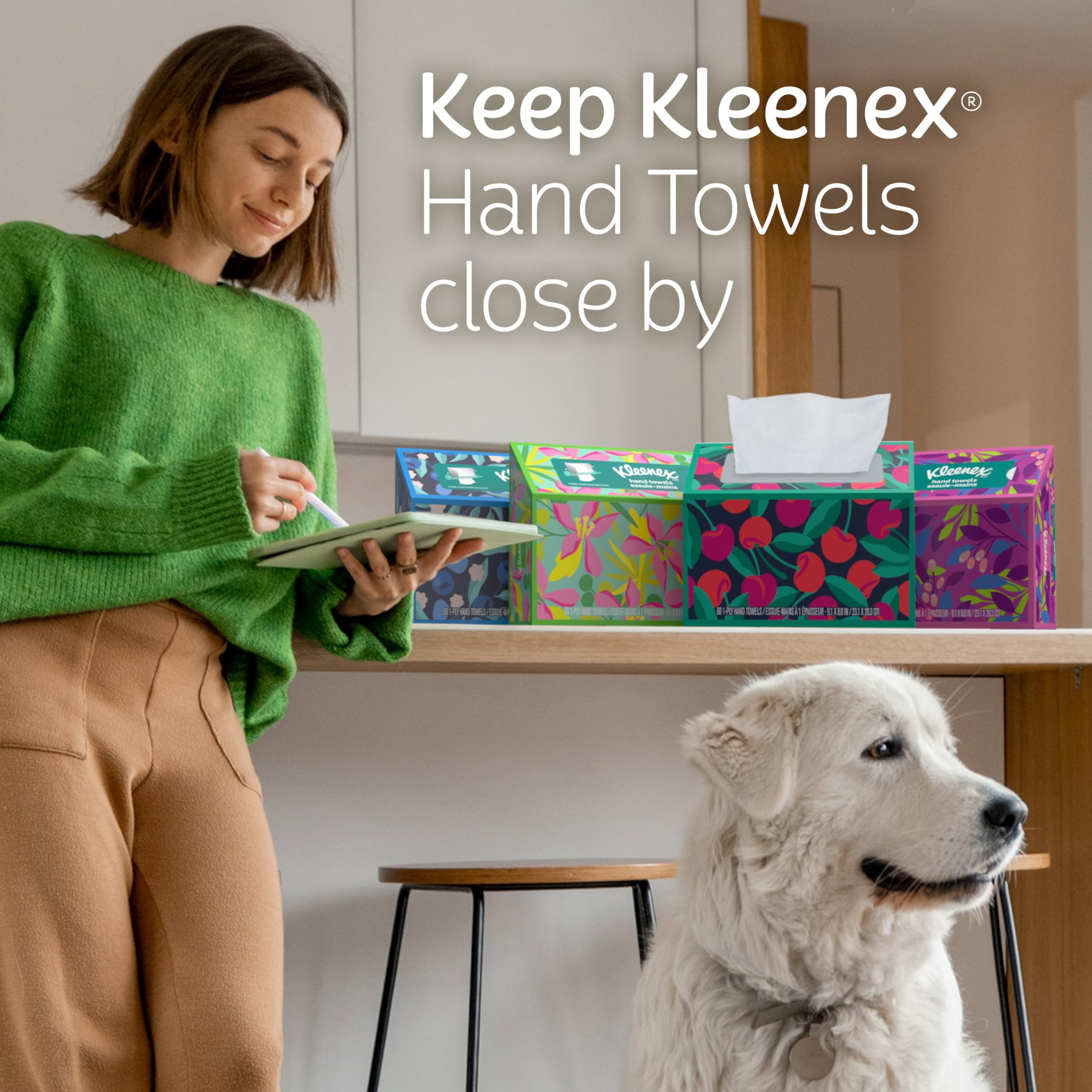 Kleenex Expressions Disposable Paper Hand Towels, 6 Boxes, 60 Towels Per Box (360 Total Hand Towels), Packaging May Vary