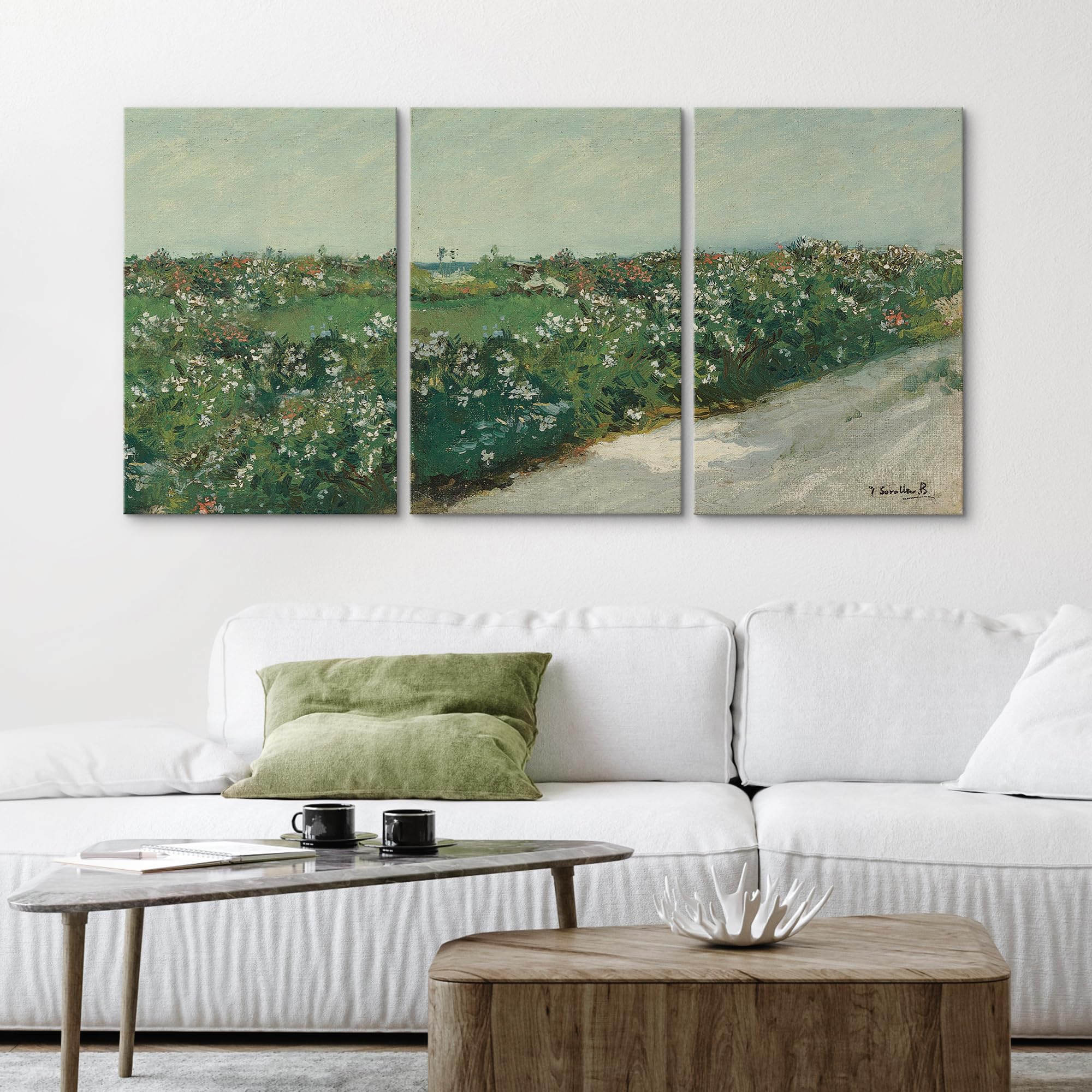 Wall26 Canvas Print Wall Art Set Rustic Flower Field Country French Landscape Nature Wilderness Illustrations Modern Art Decorat