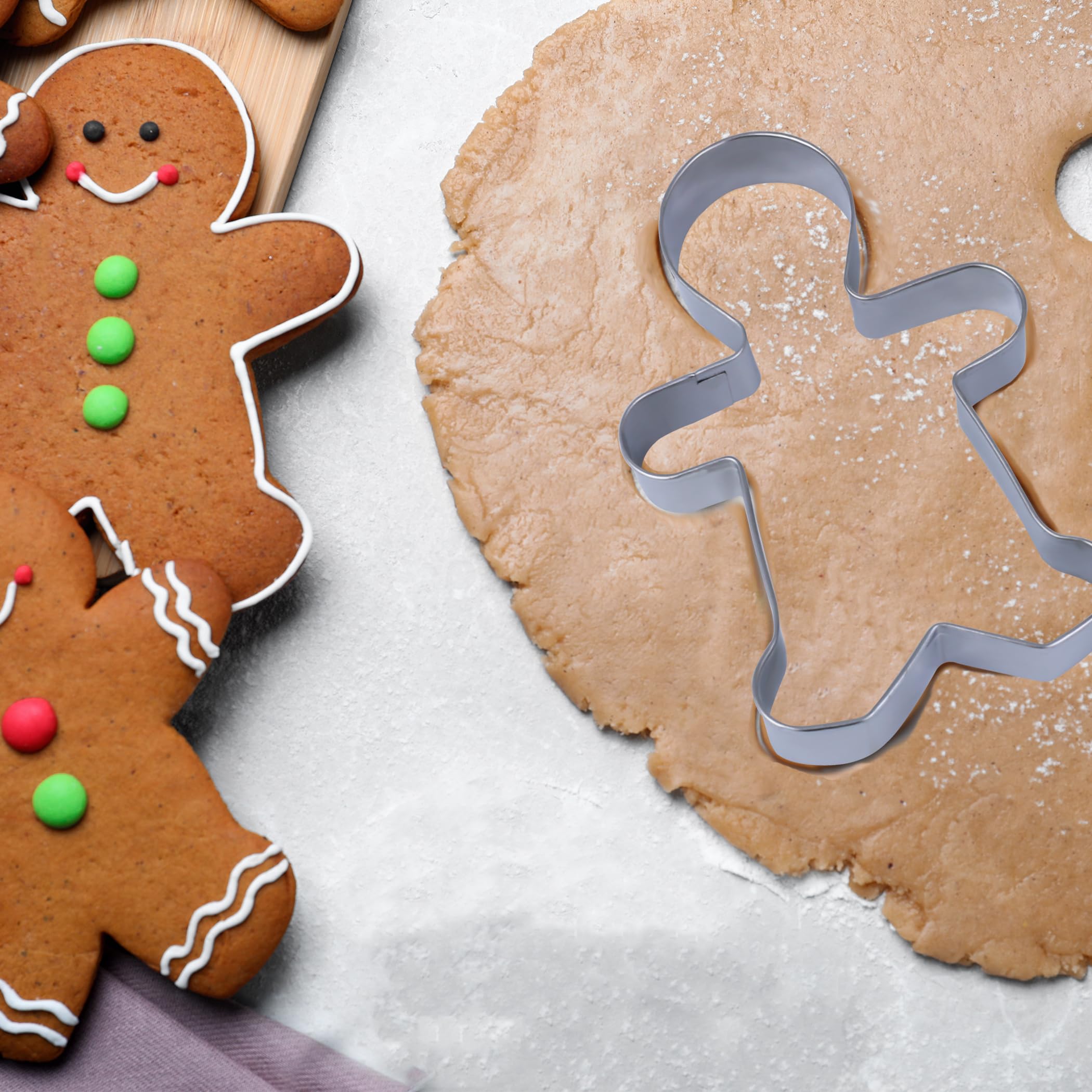 Small Christmas Cookie Cutters Set, 6 Pcs Stainless Steel Metal Holiday Cookie Cutter For Baking Christmas Tree, Snowflake, Ging