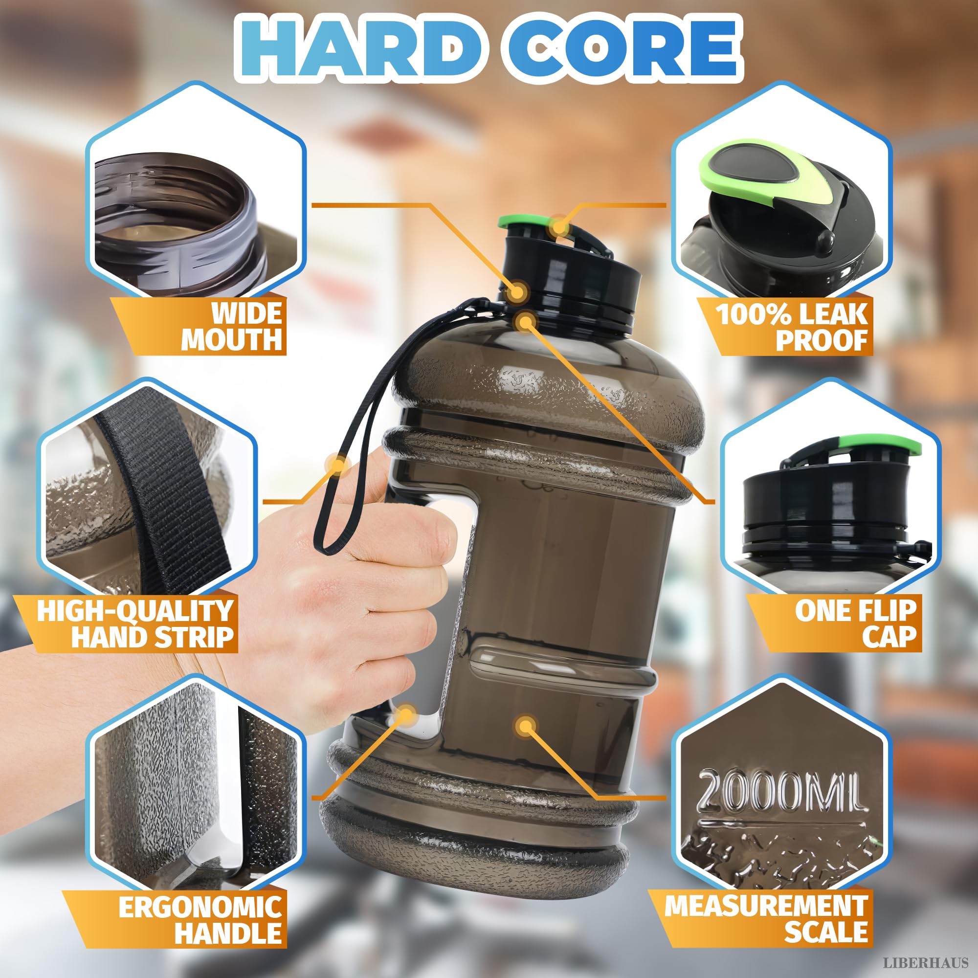 Half Gallon Water Bottle With Handle - 2.2L Reusable Water Bottle For Gym Camping Water Jug Half Gallon Bottle - Gym Water Bottl