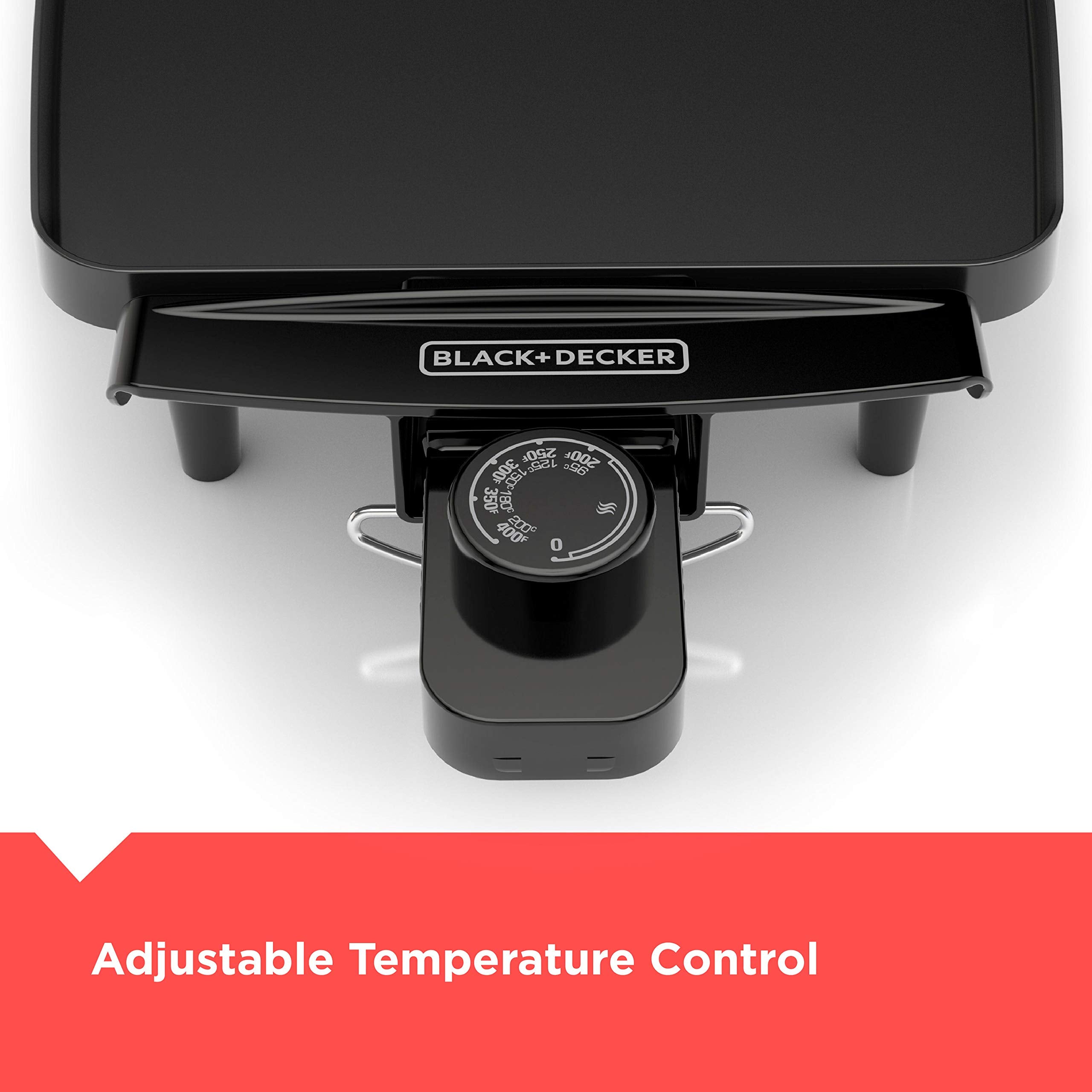 Black+Decker Electric Griddle With Removable Temperature Probe, Indoor Grill, Pancake Griddle, Black, Gd1810Bc