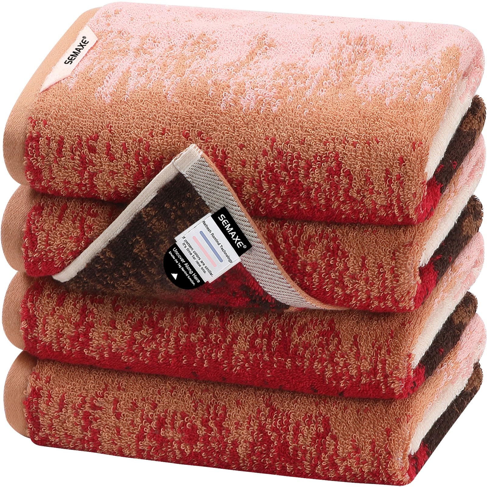 Semaxe Hand Towels For Bathroom, 100% Cotton Towels With Hanging Loops And Smart Tags, Hotel Spa Quality Absorbent Towels, Brown