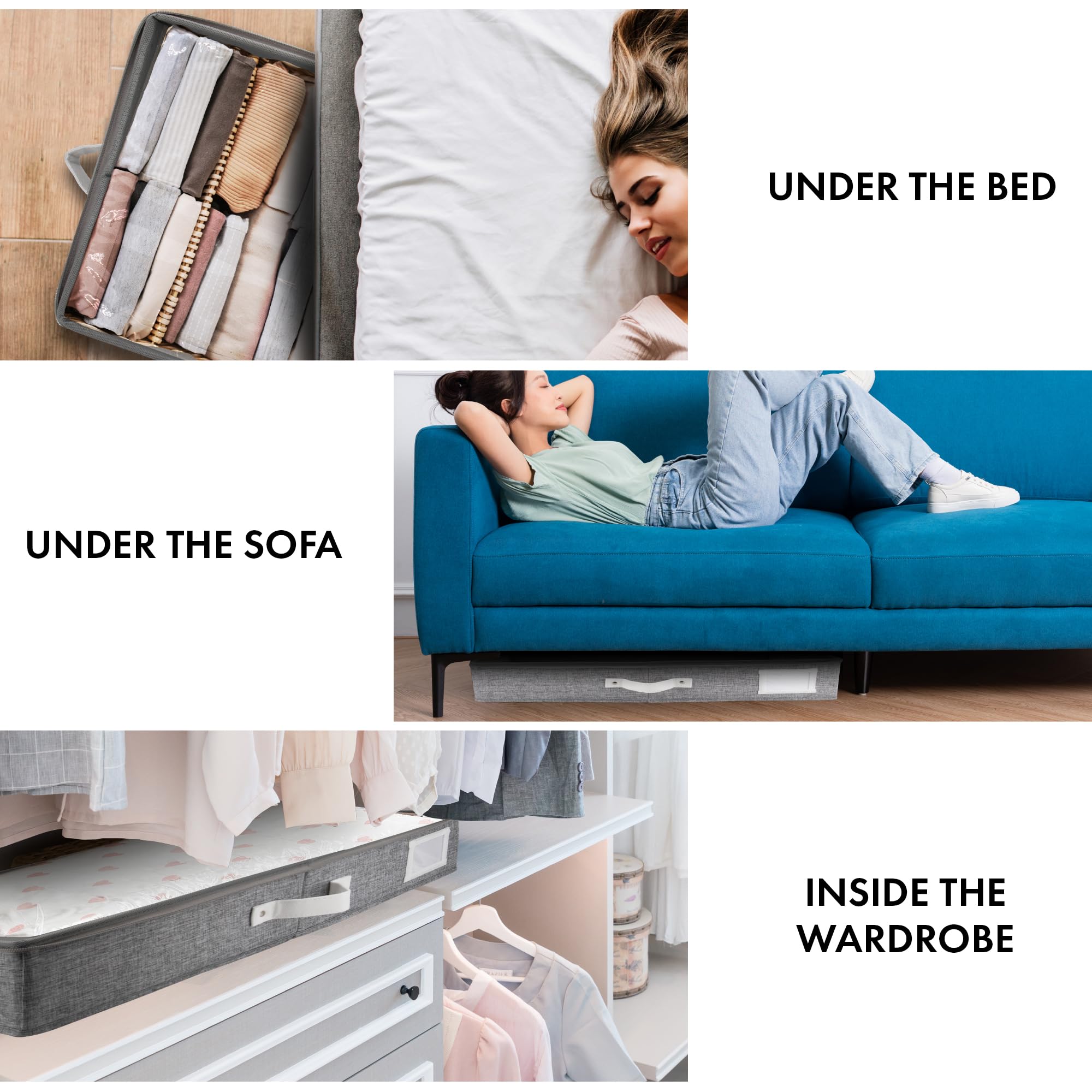 HOMELUX THEORY Low Profile Under Bed Storage Containers, 33x17x4.5 Clothes & Shoe Organizer Underbed Storage Box Drawer for Bedr