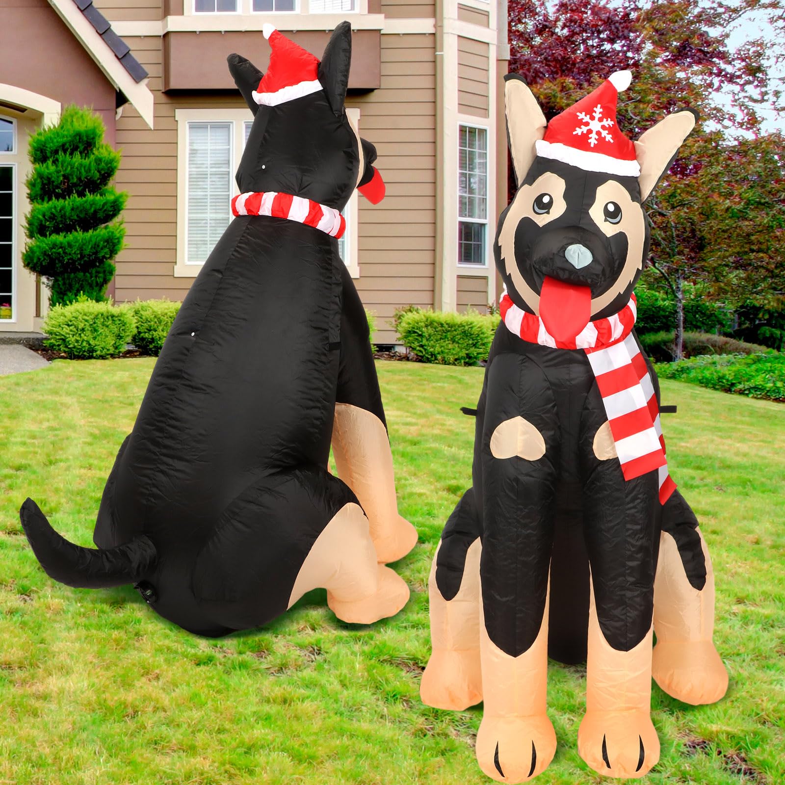 Glimin 5 ft Inflatable German Shepherd Christmas Decoration 2025 Blow up Yard Outdoor Dog Decoration Christmas Inflatable German