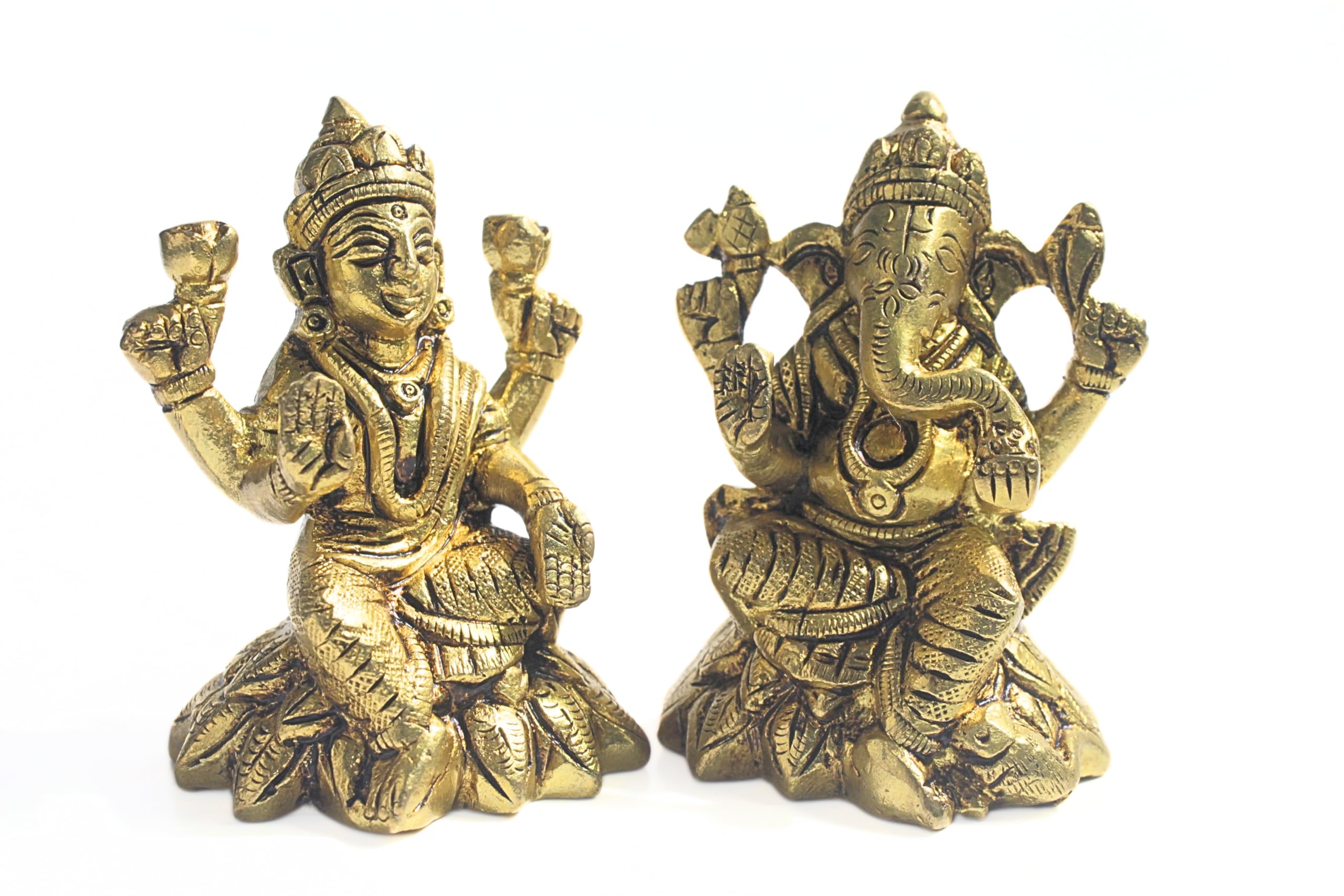 Ekatmane Superfine Brass(Pital) Laxmi And Ganesh Idol Set For Diwali And Laxmi Puja, Office And Home Decor | 650Gm Weight