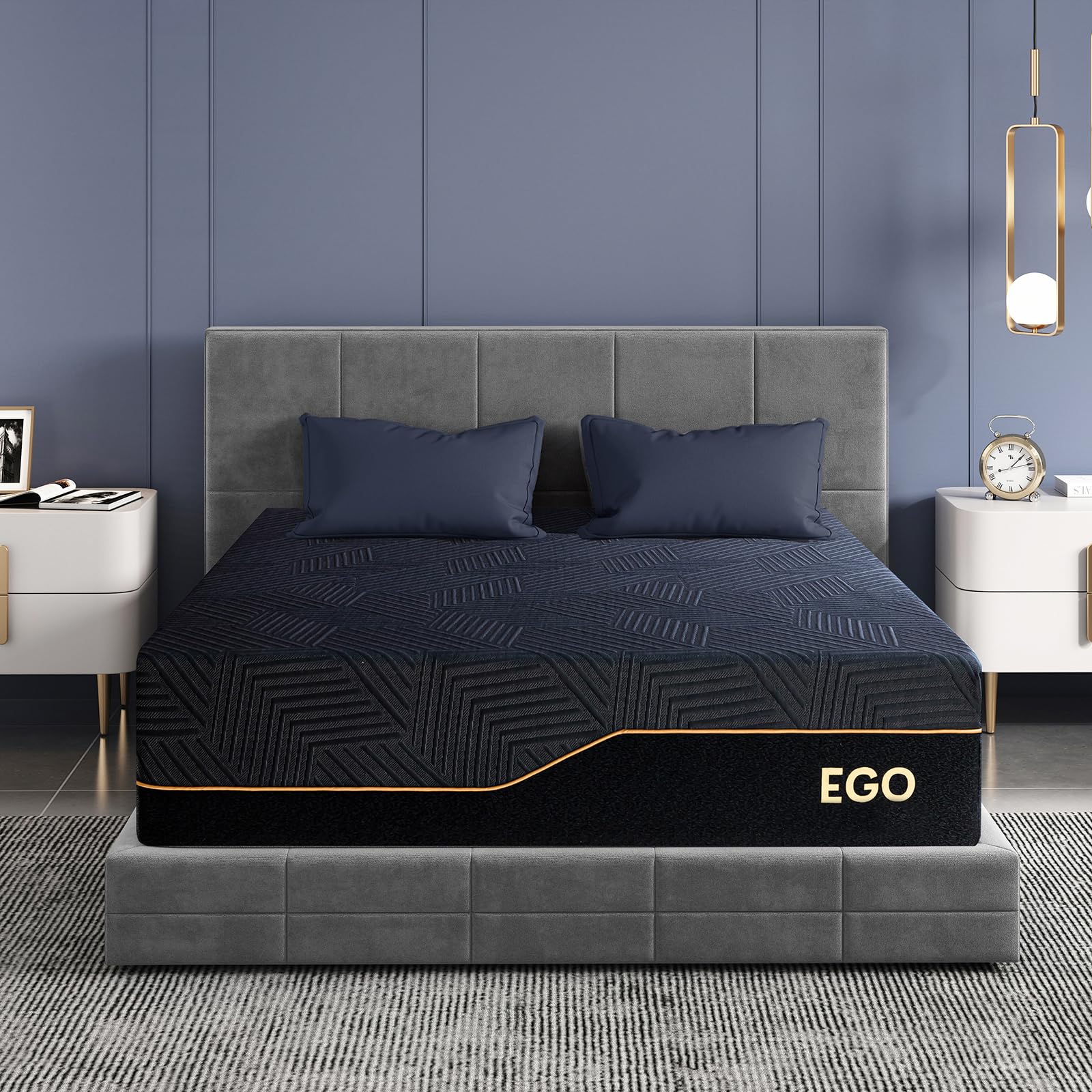 EGOHOME 14 Inch California King Memory Foam Mattress for Back Pain  Cooling Gel Mattress Bed in a Box  Made in USA  CertiPUR-US Certified  Therapeutic Medium Mattress  72?x84?x14?  Black