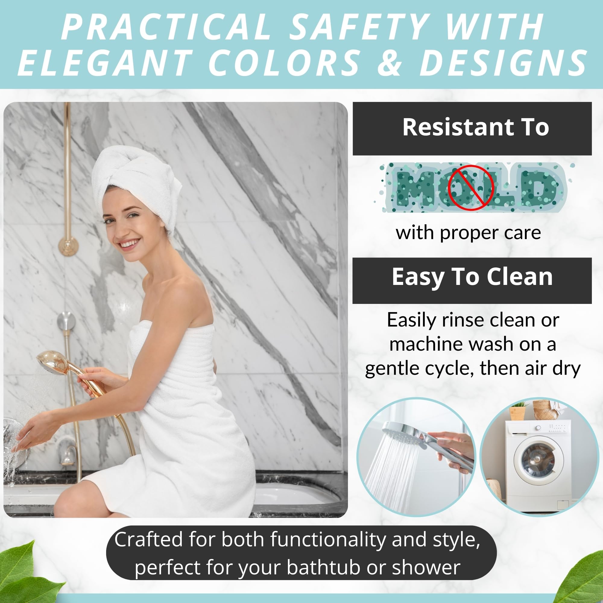 Bath Mat Non Slip - Bath Mat For Tub - Shower Floor Mat Non Slip - Rubber Bath Mats For Tub - Non Slip Tub Mat - Bathroom Tub Ma