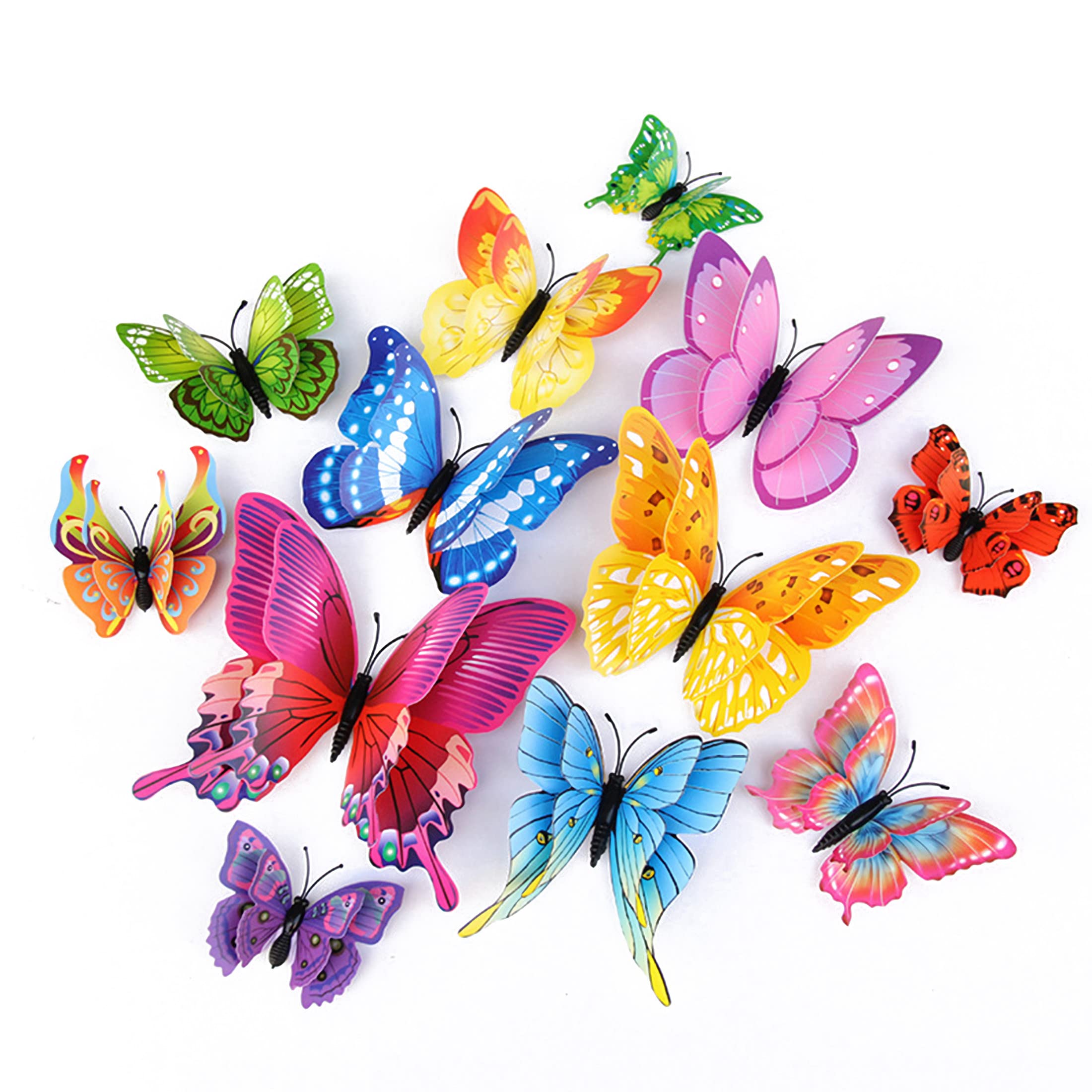 Opseam Butterfly Wall Decor 24/48 Pcs, 3D Butterflies Stickers For Party Decorations With Magnets(Colorful, 24)