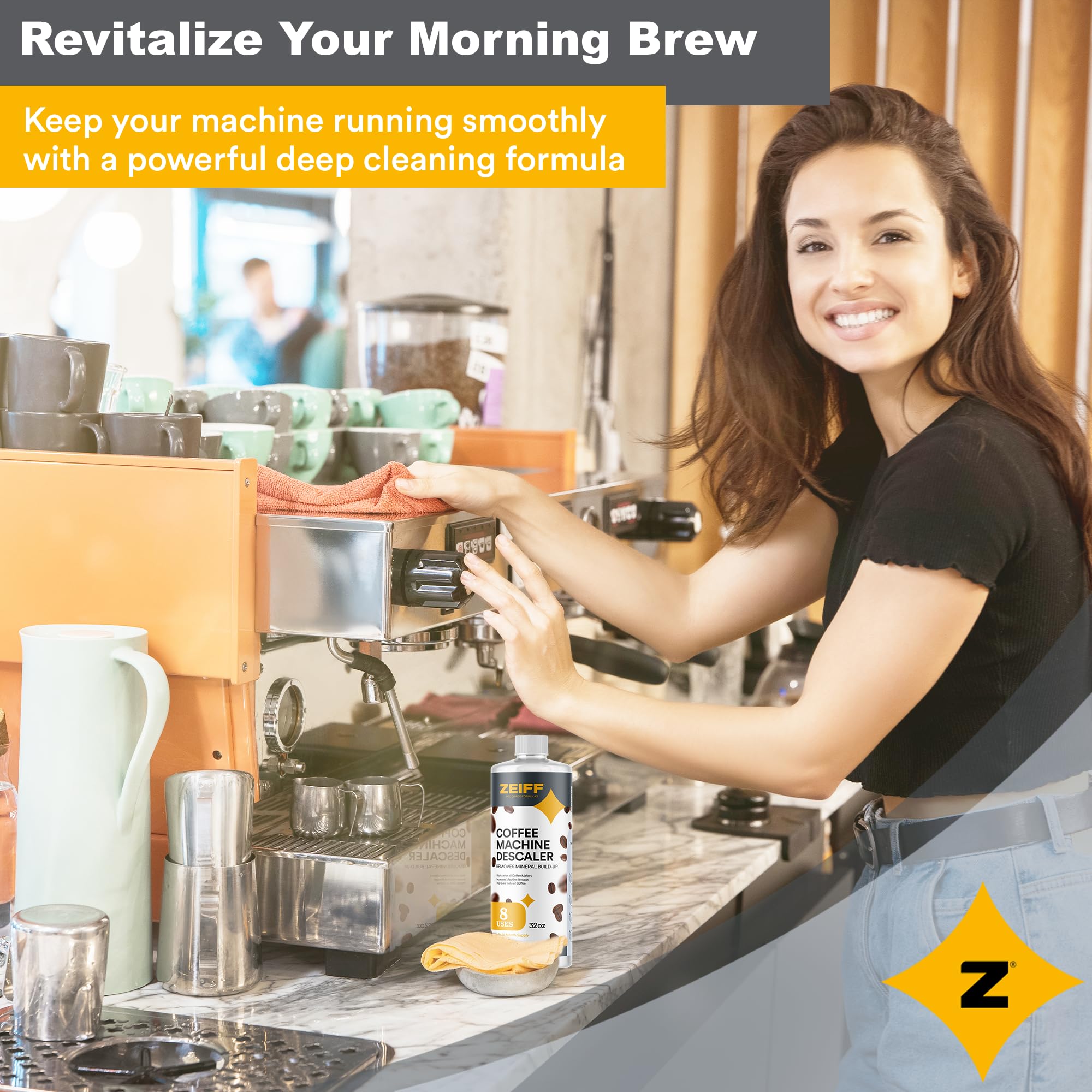 Zeiff Coffee Machine Descaler - 32Oz (8 Uses) - Compatible With Nespresso, Breville, Delonghi, Keurig Descaling Solution For Cof