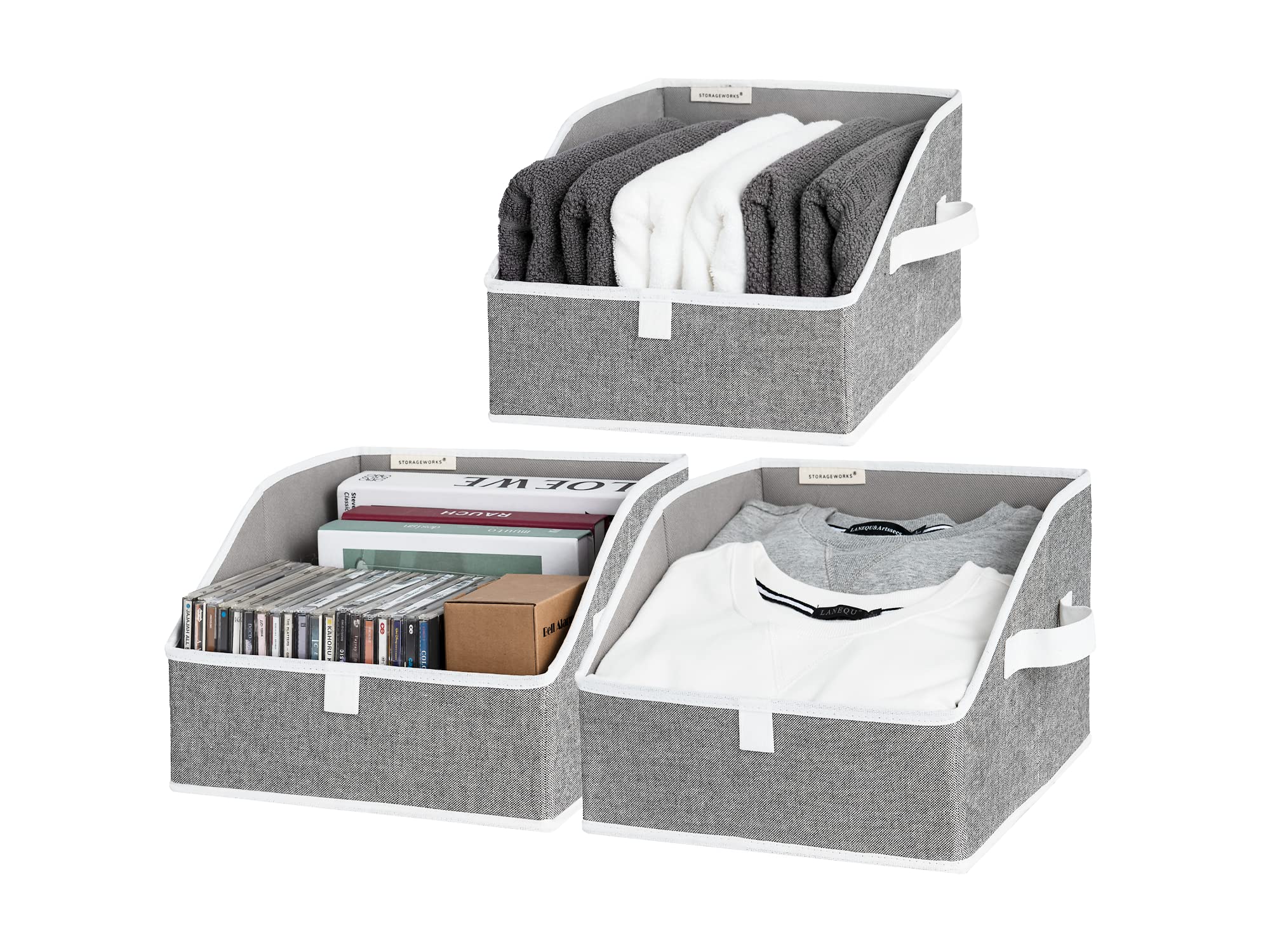 Storageworks Closet Storage Bins, Trapezoid Storage Box For Shelves, Fabric Closet Bins And Organizing Baskets, Small, 3-Pack, G