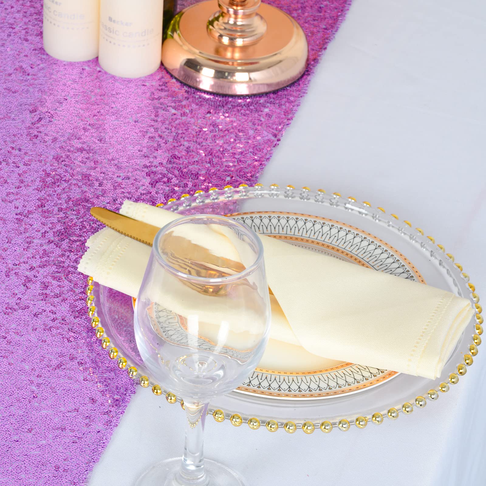 Shinybeauty 12X72-Inch Rectangle-Lavender-Sequin Table Runner- For Wedding/Party/Decor Lilac Table Runner Table Runner 72 Inches