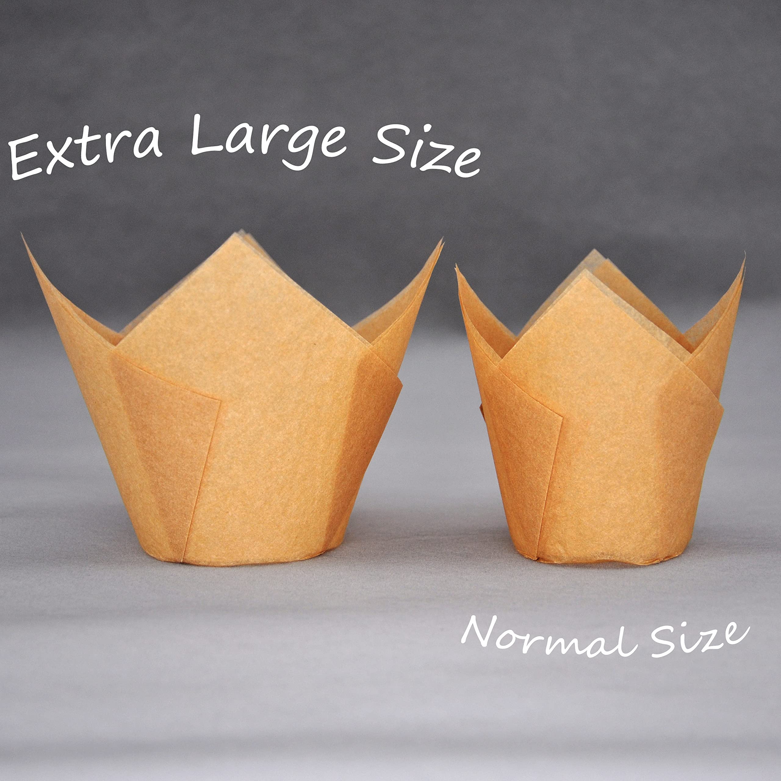 Qlsmypkg Extra Large Jumbo Muffin Greaseproof Paper Baking Cupcake Cups, 2-1/4'' X 3-3/4'' Natural Tulip Baking Cup Case Of 125