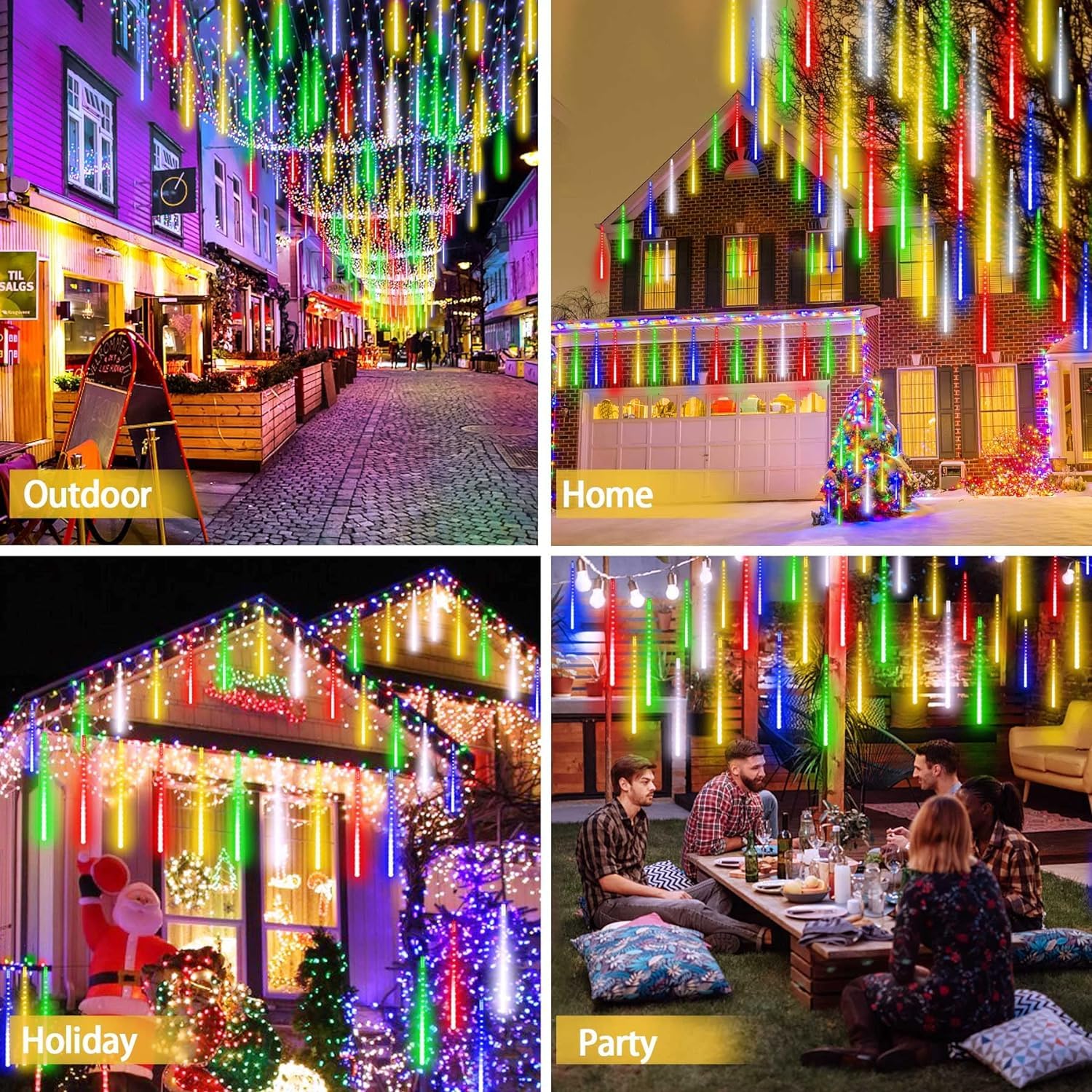 MIRADH Rain Drop Lights, LED Meteor Shower Lights 11.8 inch 8 Tubes 192leds, Icicle Falling Lights for Diwali Lights for Decorat