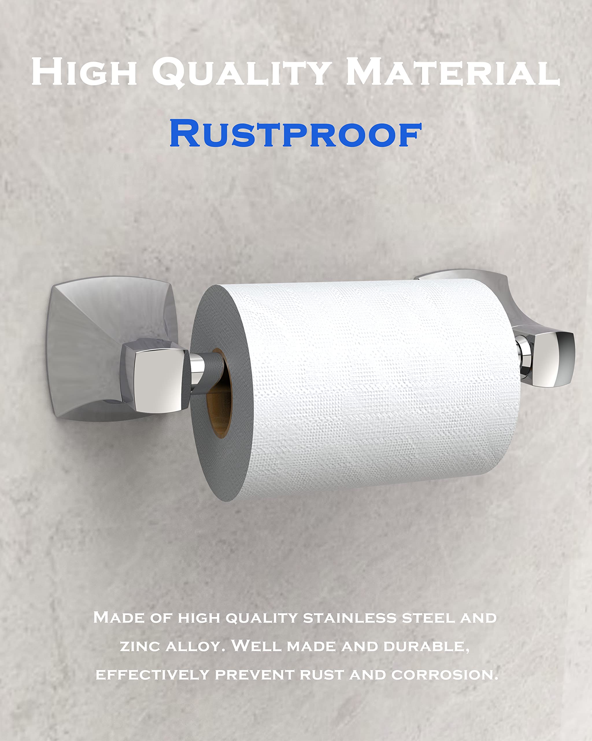 WZRUA Polished Chrome Toilet Paper Holder Bathroom Double Post Pivoting Tissue Roll Holder Stainless Steel and Zinc Alloy Wall Mount