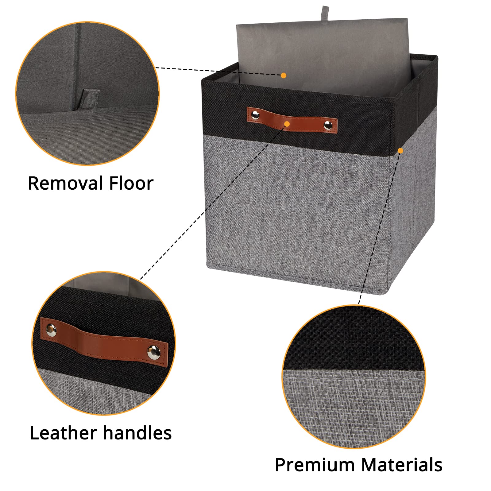 Dullemelo 13X13 Storage Cubes, Collapsible Sturdy Cube Storage Bins With Handles For Organizing,Fabric Storage Cubes Baskets For