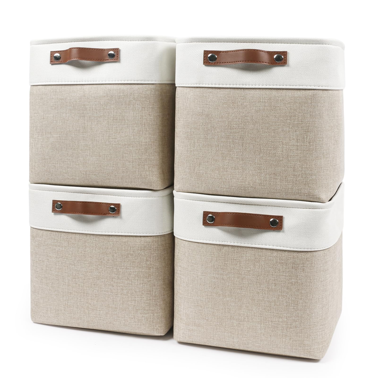Bagnizer Collapsible Fabric Storage Cubes 11X11 Cube Storage Bins, 4 Pack Closet Baskets Box With Handles For Organizing, Shelf,