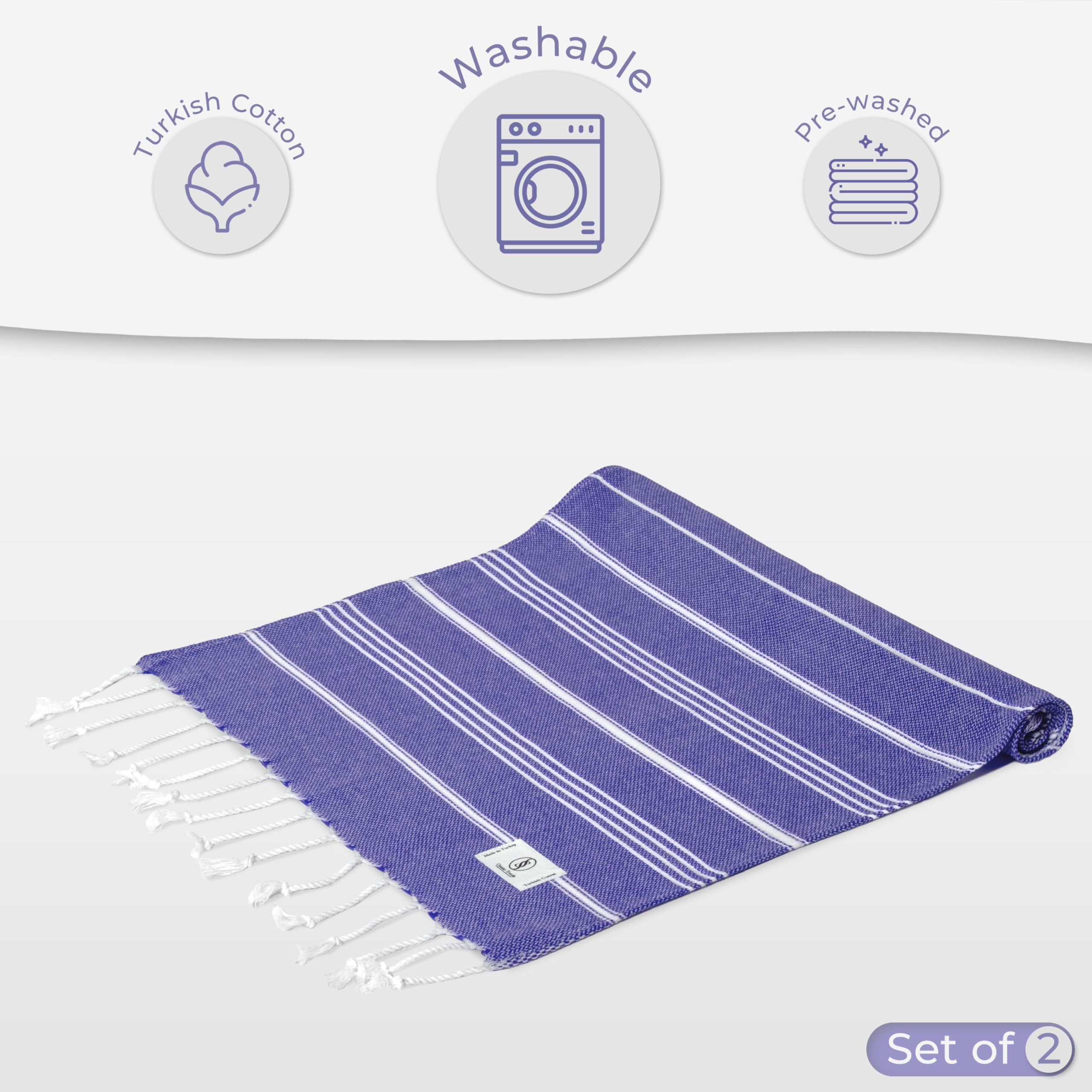 Ossano Towels Turkish Hand Towel Set Of 2 - Decorative Towels For Kitchen And Bathroom - Versitale - Tea, Drying, Hand, Dish, Gu