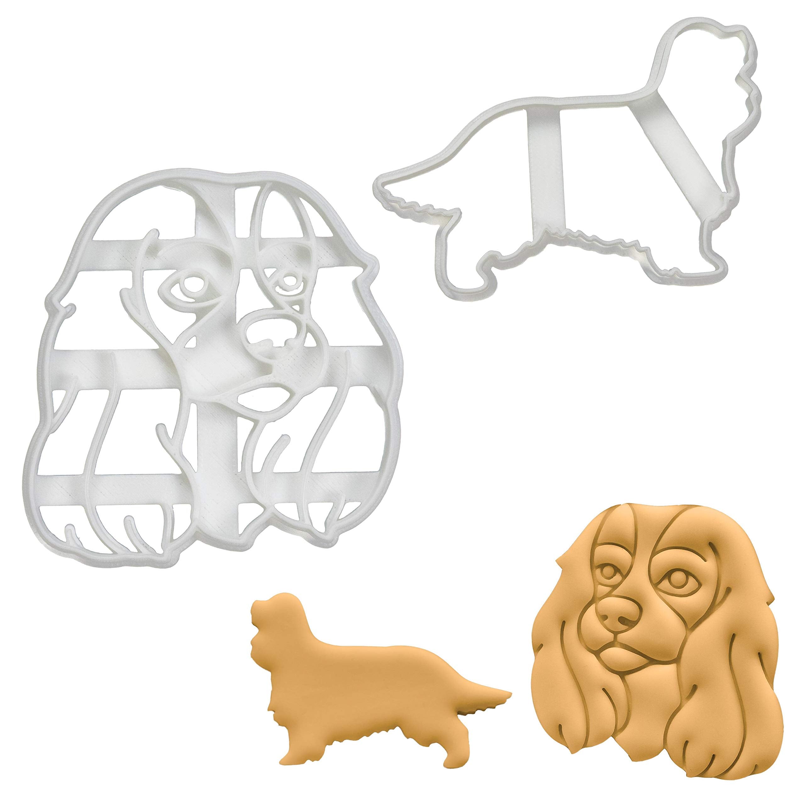 Set Of 2 King Charles Spaniel Cookie Cutters (Designs: Silhouette And Face), 2 Pieces - Bakerlogy