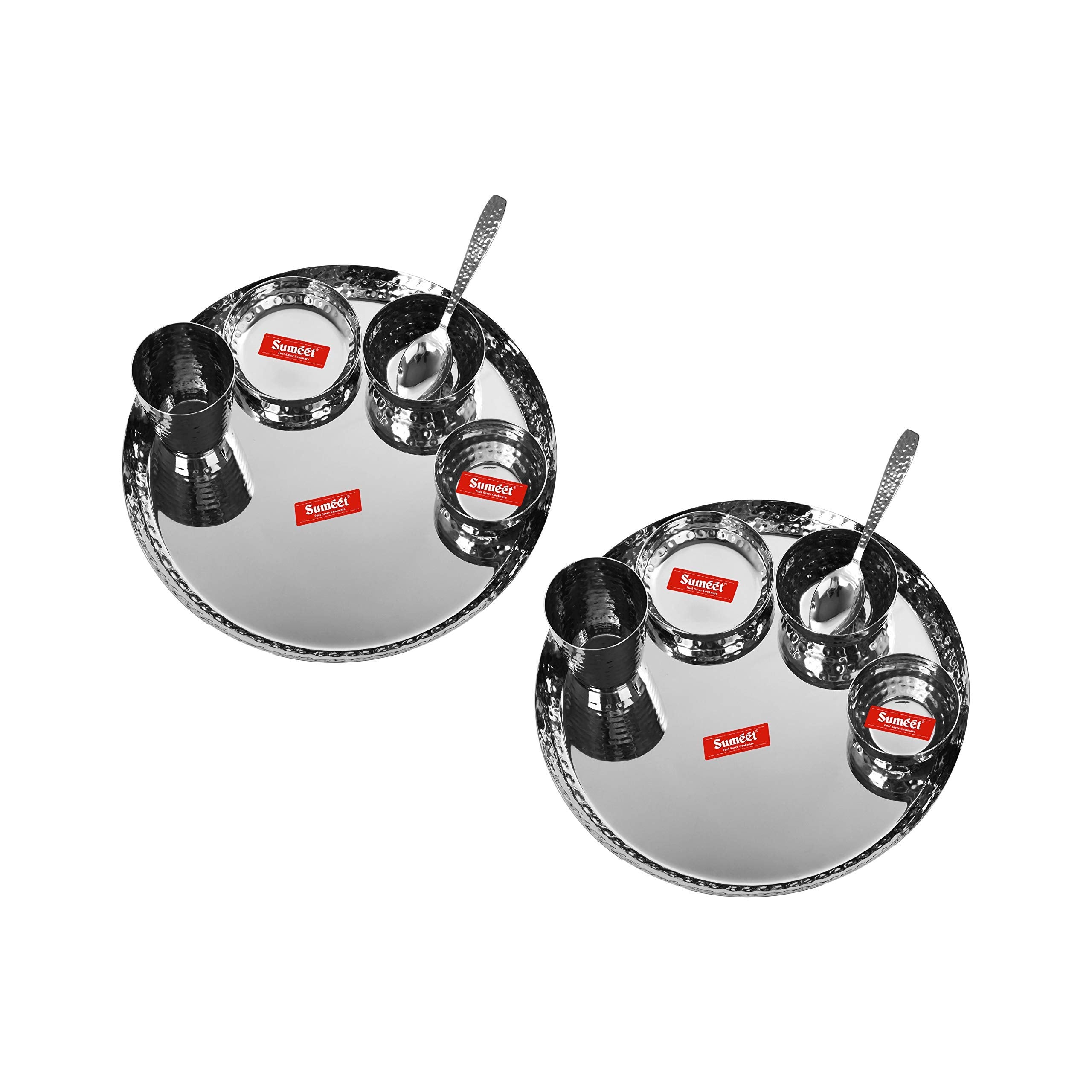 Sumeet Stainless Steel Royal Dinner Set (12 Pieces, Silver), Modern