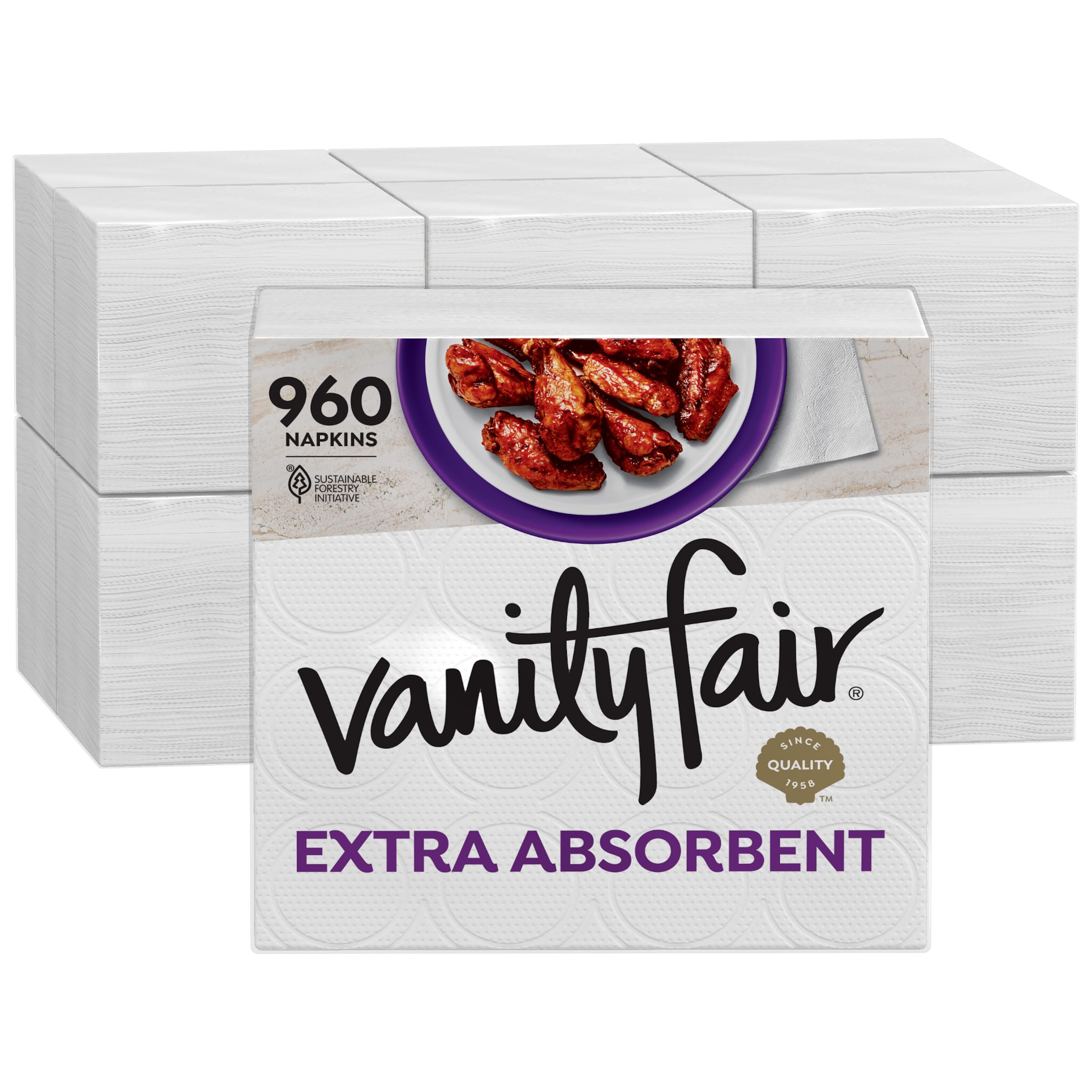 Vanity Fair Everyday Extra Absorbent Premium Paper Napkin, 960 Count, Dinner Napkin For Messy Meals
