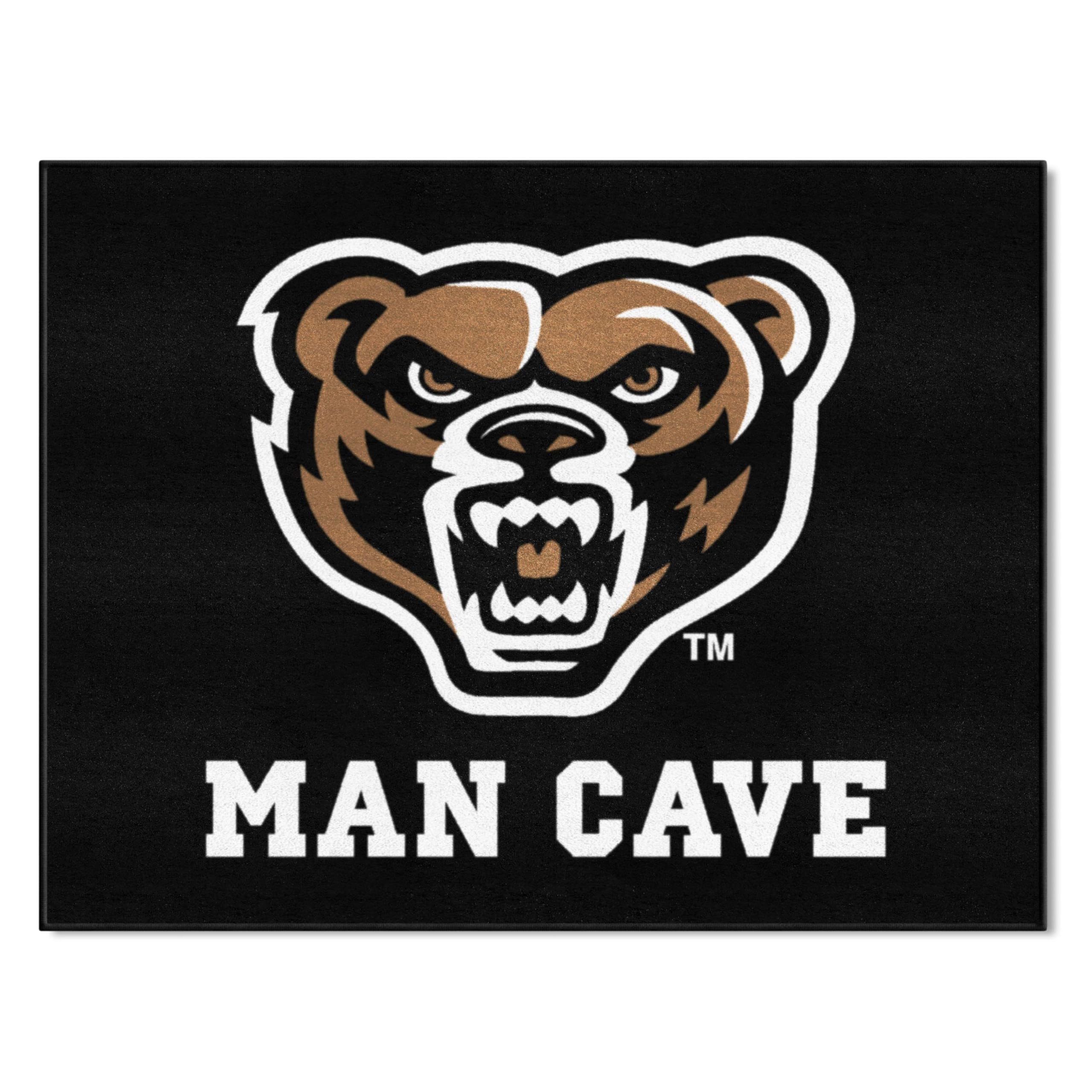 FANMATS 22112 Oakland University All-Star Mat - Man Cave | Black | 33.75x42.5 | Grizz Head Logo