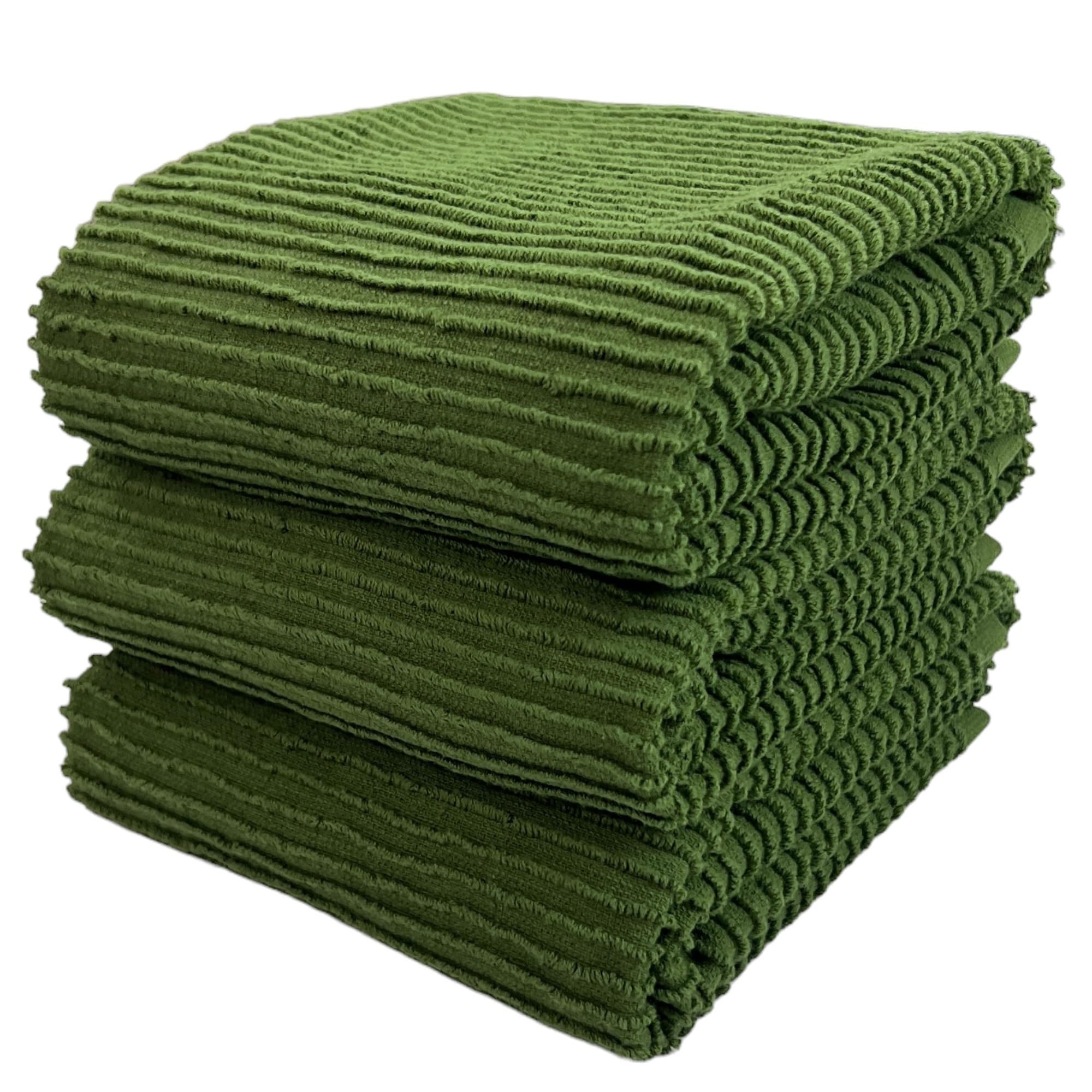 Avocado Forest Green Kitchen Hand Dish Towels: Oversized 28'' X 18'',100% Cotton Cloth Soft Cleaning Drying Absorbent Ribbed Des