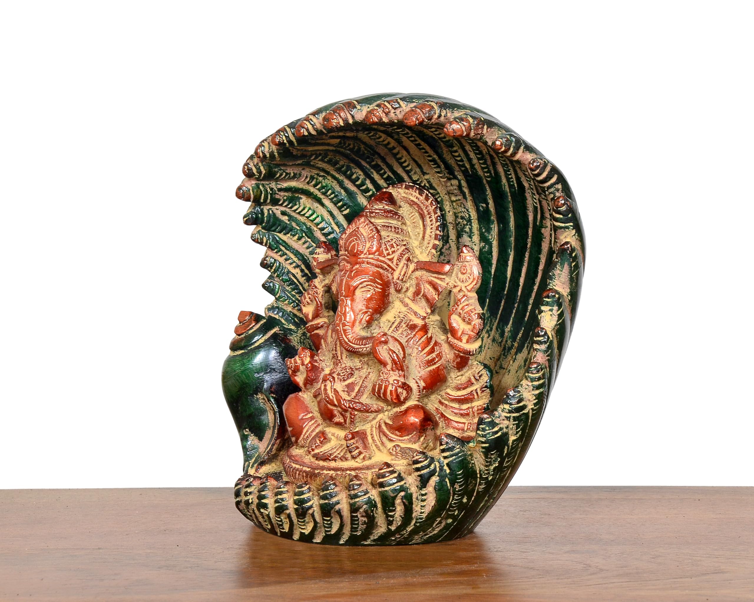 Dattatreya Brass Lord Ganesha Idol In Shankh Ganesh Statue Sculpture For Home Decor Office Mandir Pooja Decorative Showpiece (He