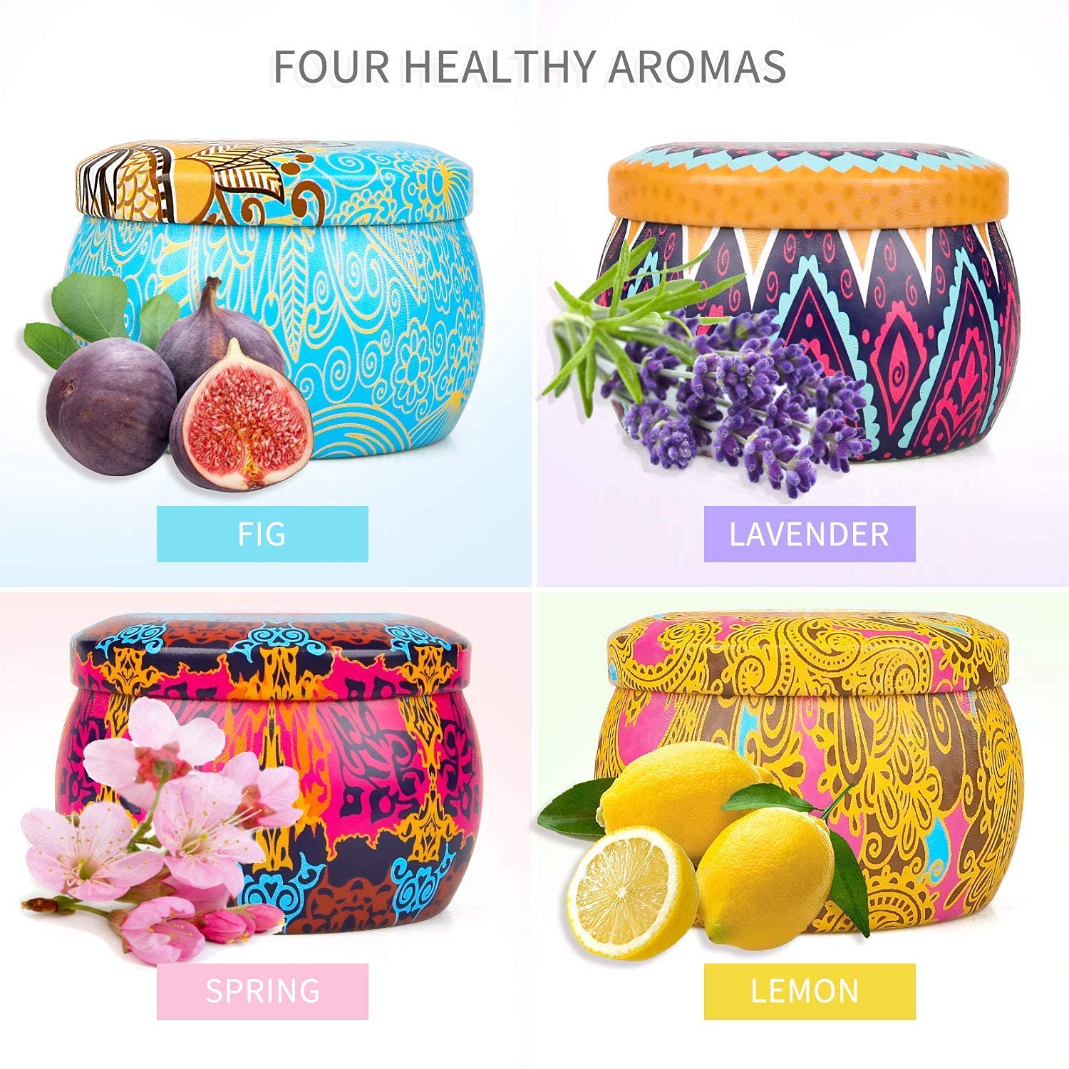 LKDJR Scented Candles Gift Set, 4 Pack Aromatherapy, 120H Burn, Multicolor, Ideal for Stress Relief & Gifting