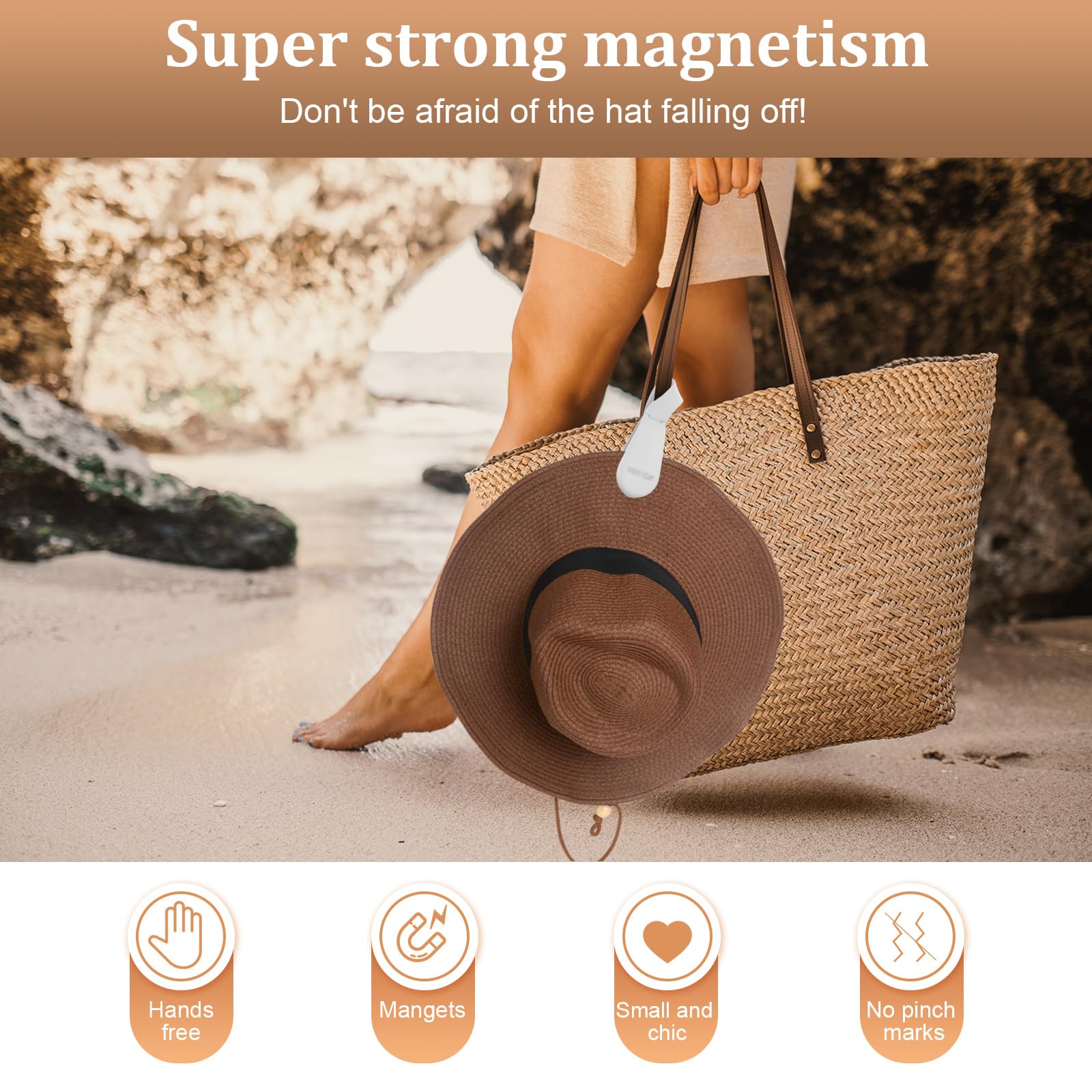 Fikoksol Magnetic Hat Clip For Travel On Bag, 2Pcs Light Gray Silicone Hat Clip Magnet Hat Holder Hat Hook For Bag Tote Luggage,