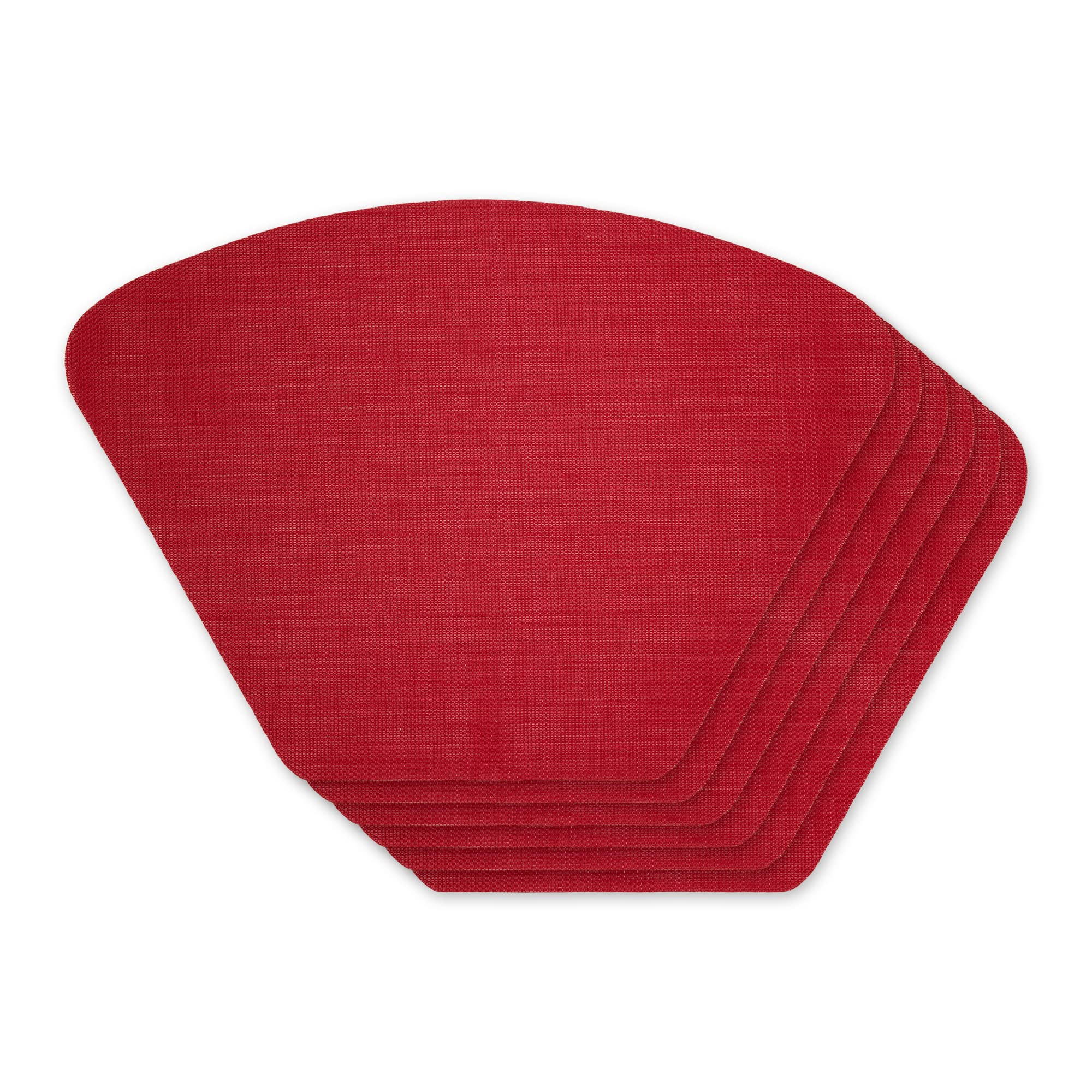 TANGO RED SOLID ROUND TABLE PLACEMAT SET/6